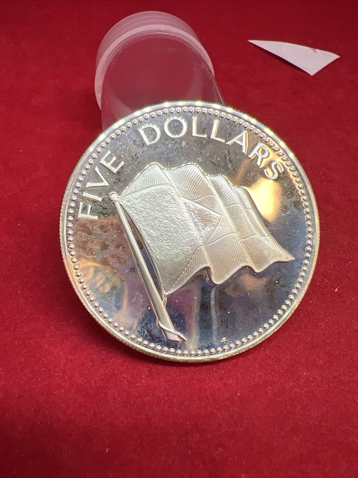 1979 FM Bahamas Five $5 Dollars Choice Proof Silver Coin Reeded Edge