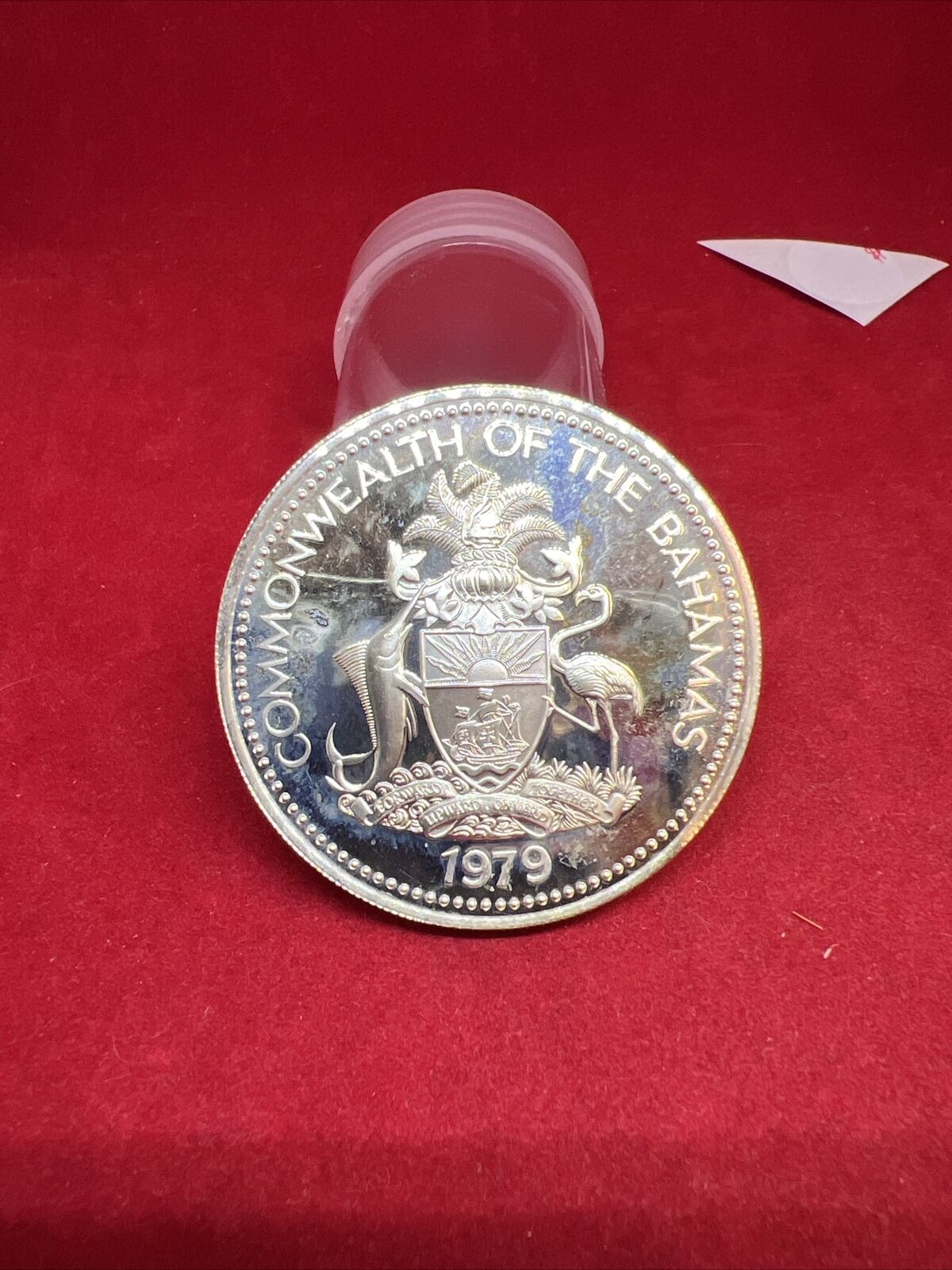 1979 FM Bahamas Five $5 Dollars Choice Proof Silver Coin Reeded Edge