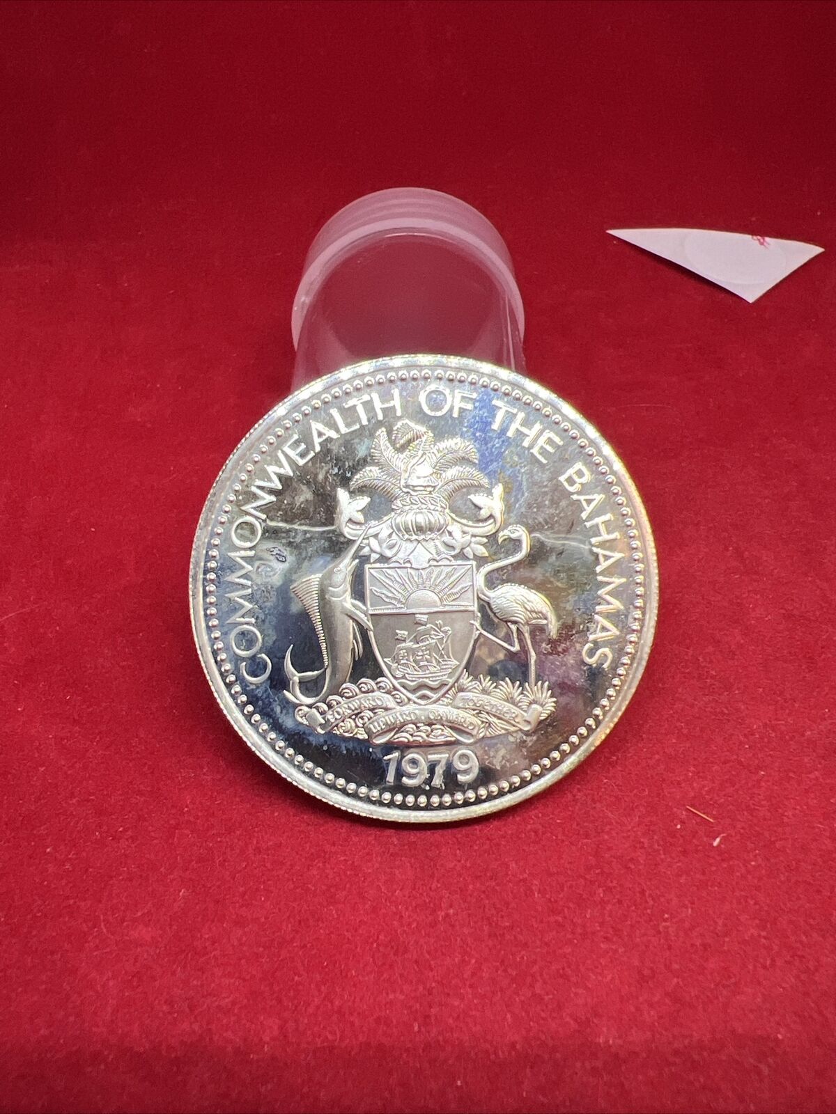 1979 FM Bahamas Five $5 Dollars Choice Proof Silver Coin Reeded Edge