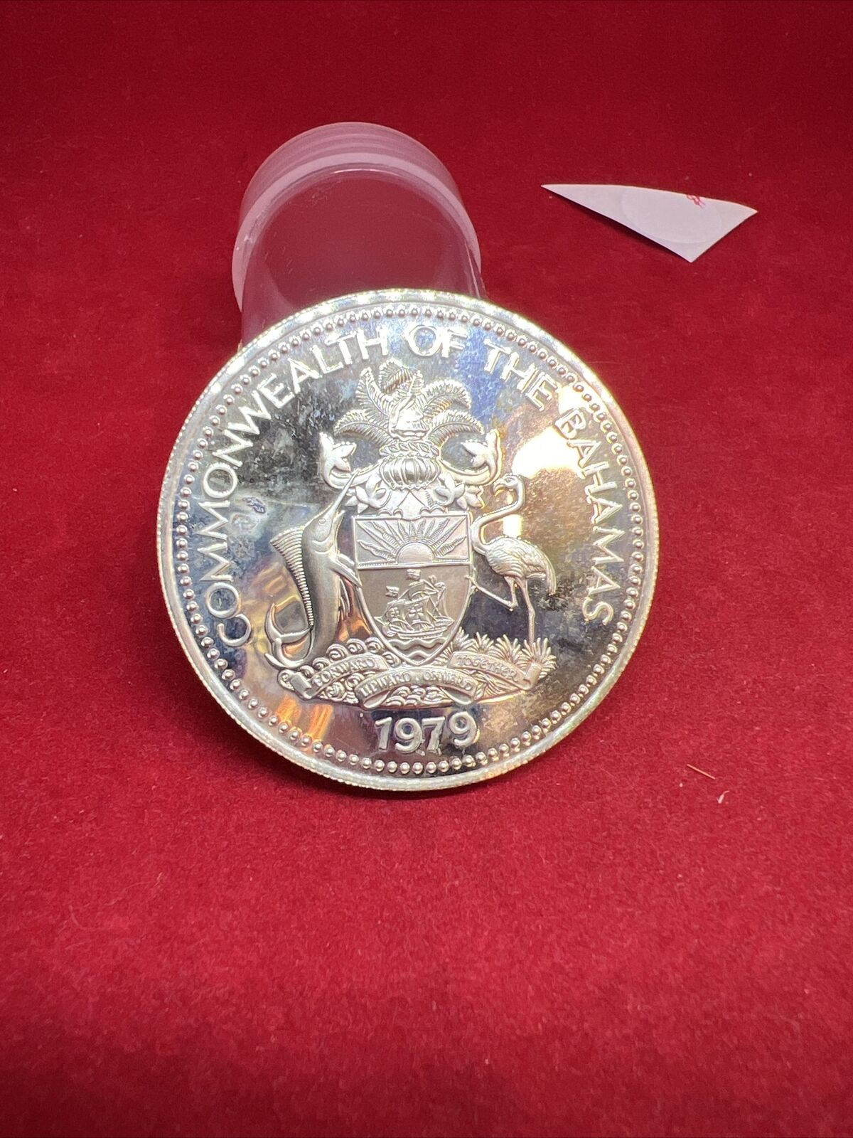 1979 FM Bahamas Five $5 Dollars Choice Proof Silver Coin Reeded Edge