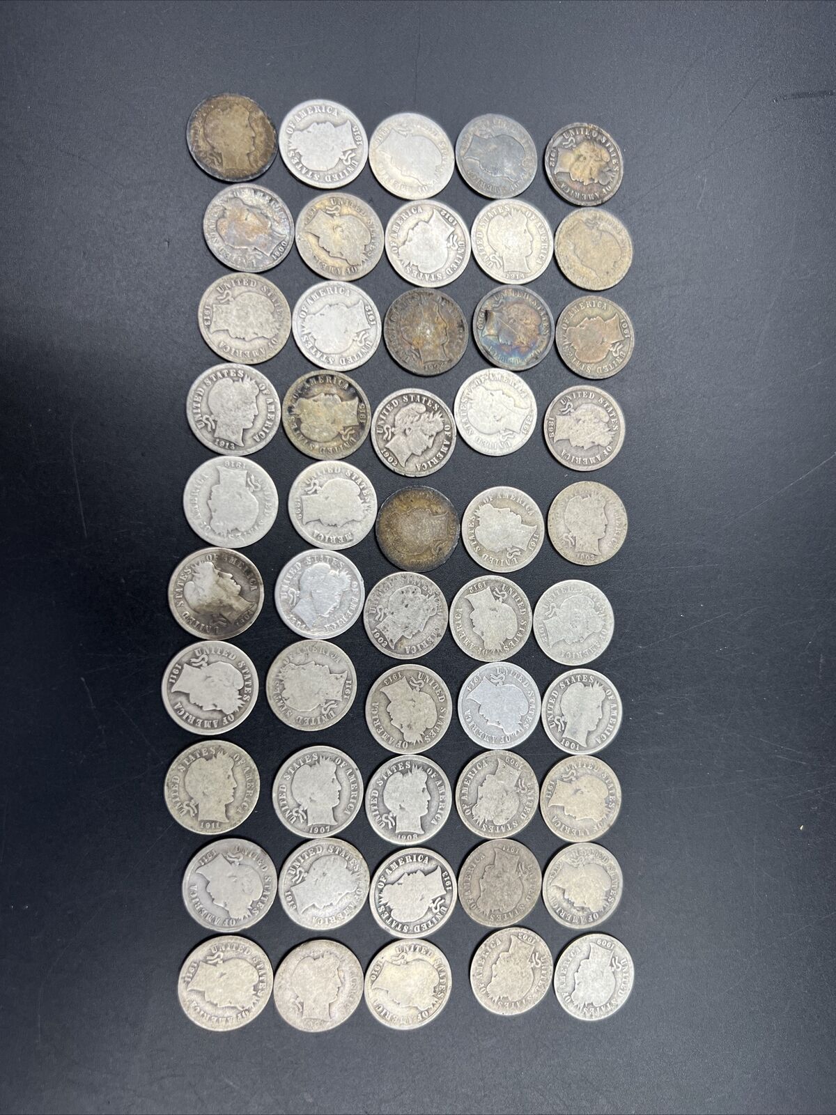 Barber 90% Silver Dimes 50 Coin AG About Good Conditions with 1 Toner Coin