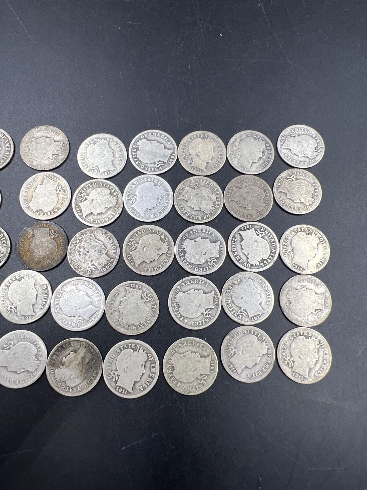 Barber 90% Silver Dimes 50 Coin AG About Good Conditions with 1 Toner Coin