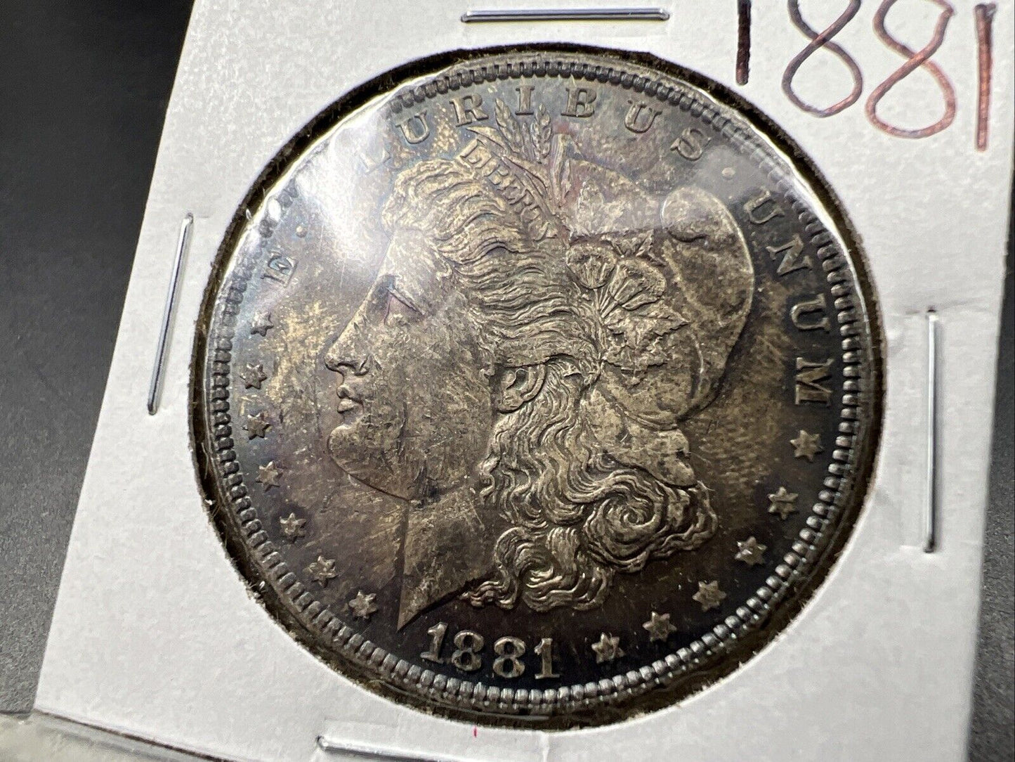 1881 P $1 Morgan silver Dollar Coin Choice AU About UNC Nice Circ Toning Toner