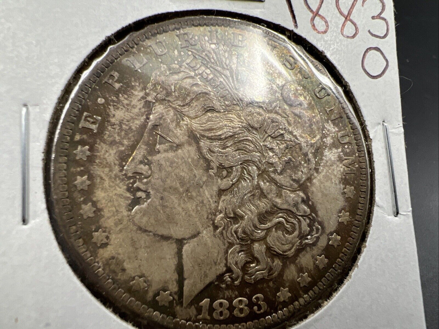 1883 O $1 Morgan silver Dollar Coin AU About UNC Neat Toning Toner