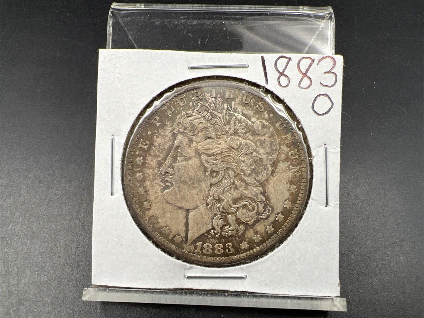 1883 O $1 Morgan silver Dollar Coin AU About UNC Neat Toning Toner