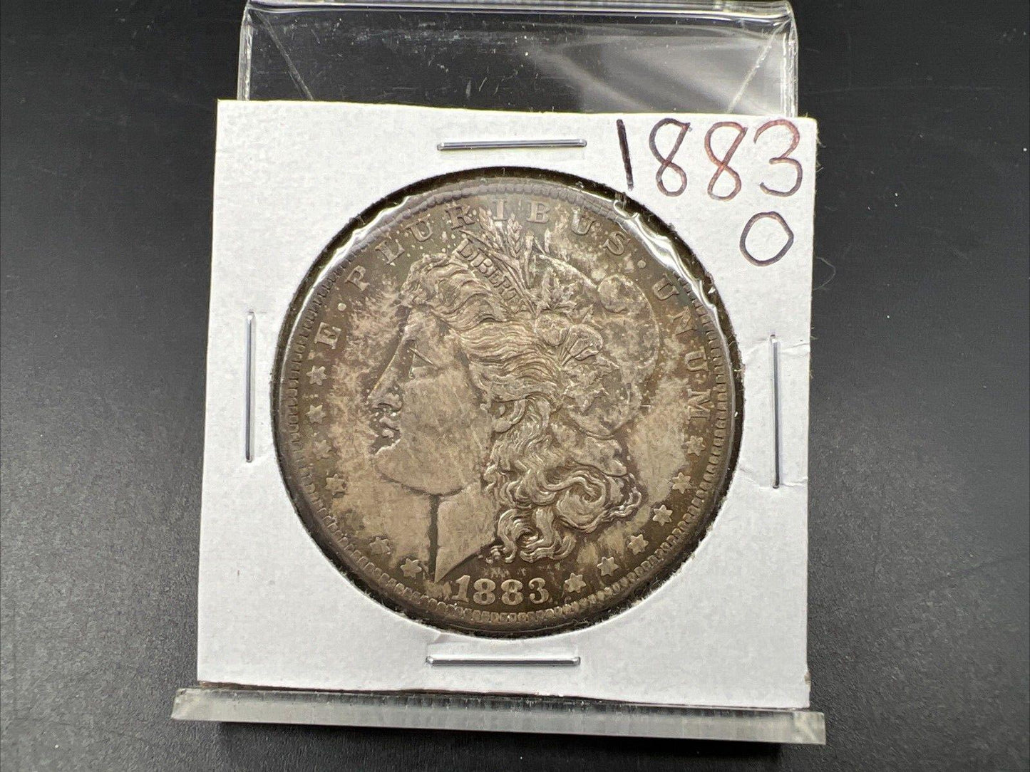 1883 O $1 Morgan silver Dollar Coin AU About UNC Neat Toning Toner