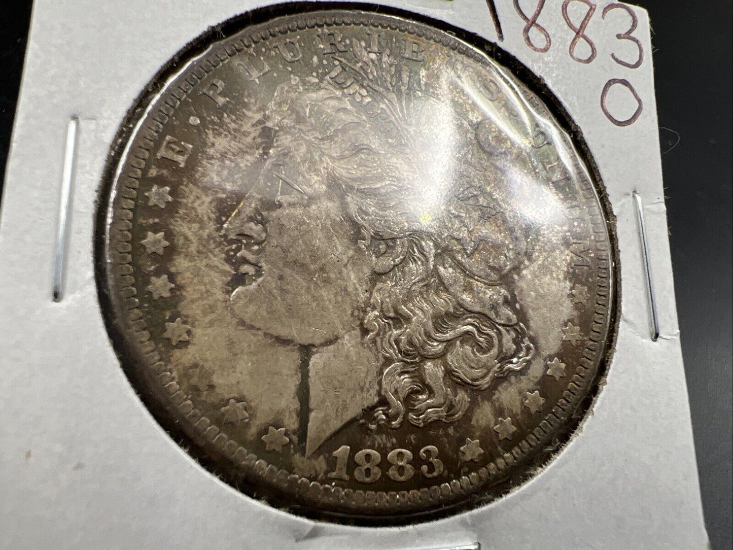 1883 O $1 Morgan silver Dollar Coin AU About UNC Neat Toning Toner