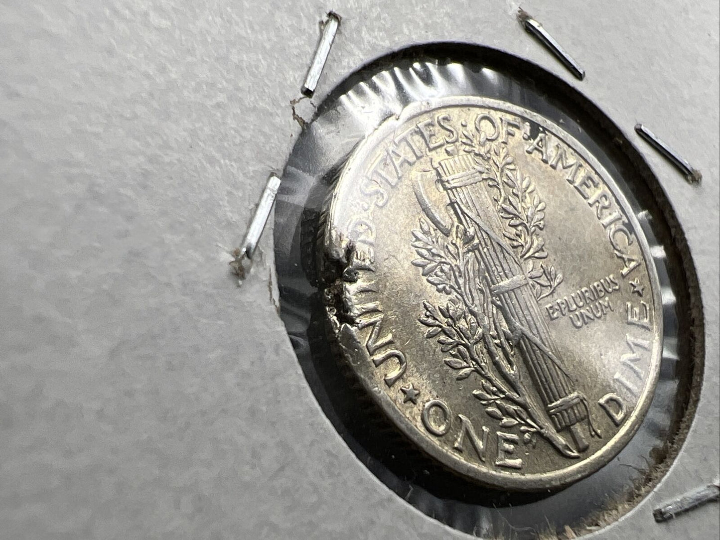 1941 P Mercury Silver Dime Coin w/ Major Planchet Flaw Error AU About UNC