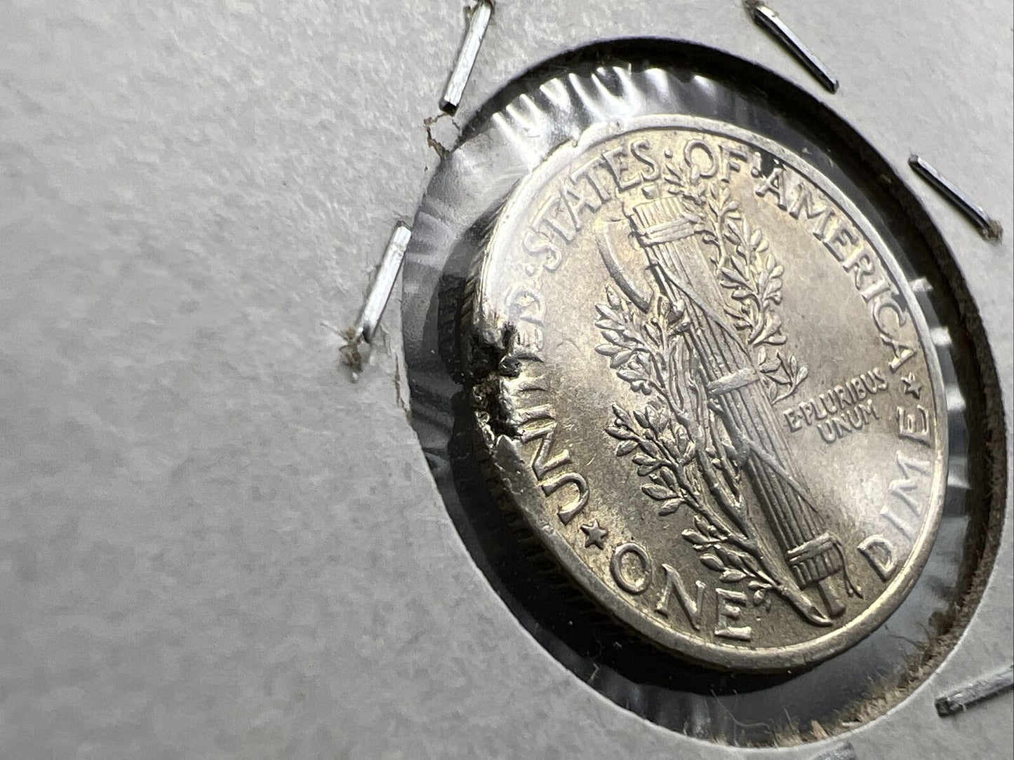 1941 P Mercury Silver Dime Coin w/ Major Planchet Flaw Error AU About UNC
