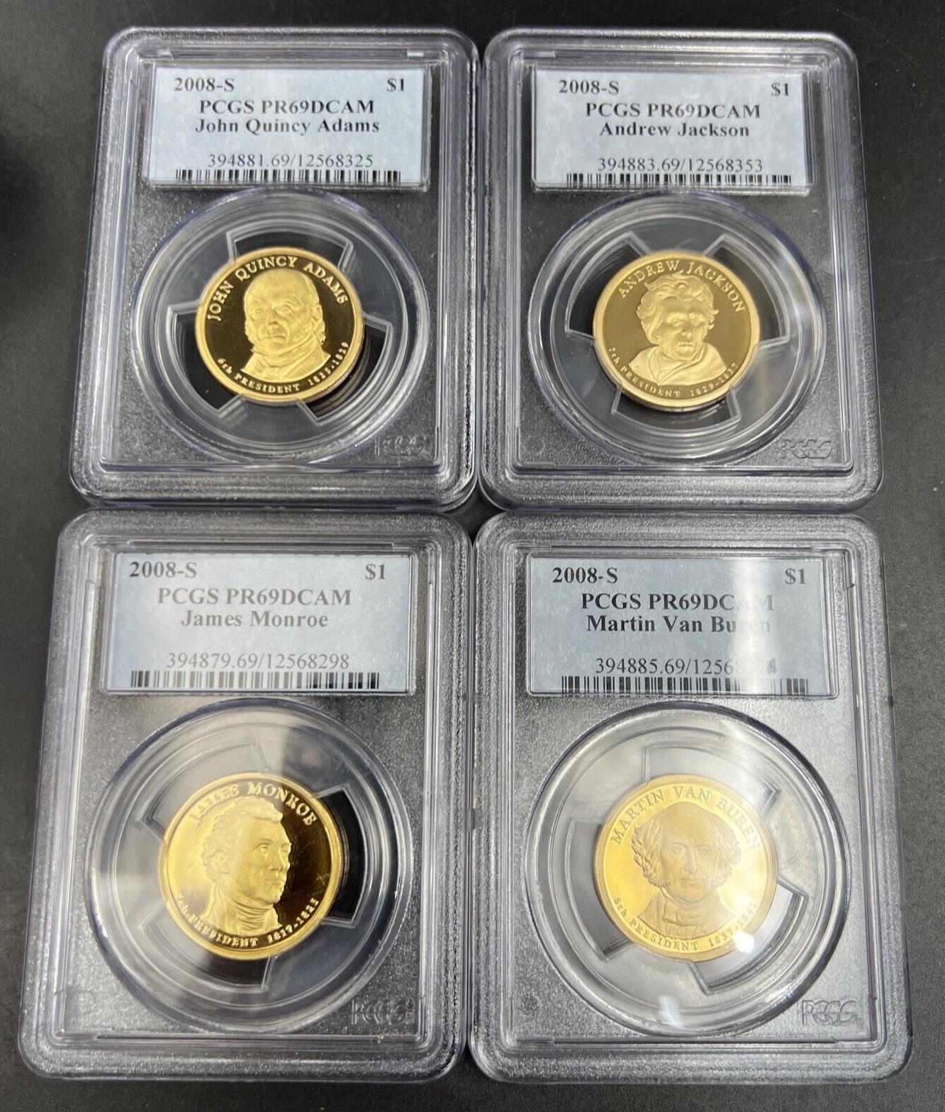 4 Coin Presidential PCGS Proof Set 2008 S Adams Jackson Monroe Van Buren PR69
