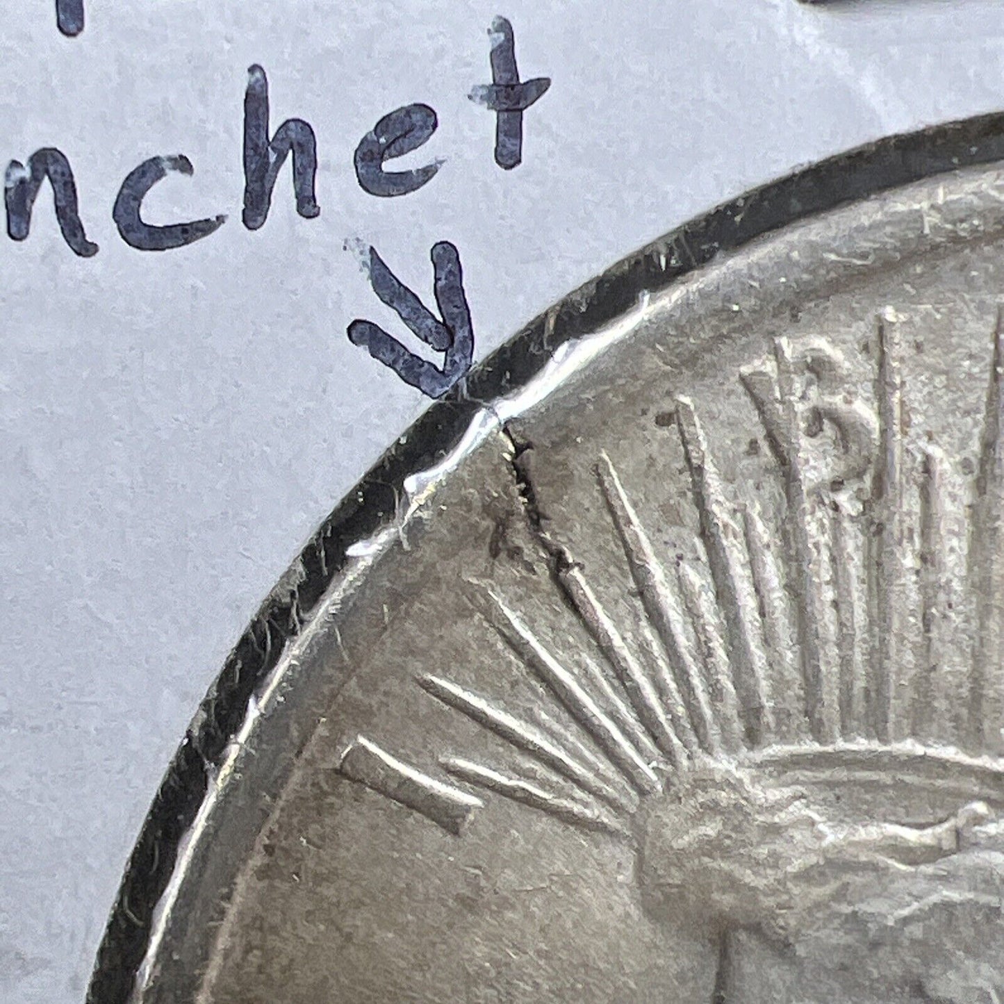 1925 P $1 Peace Silver Dollar Coin Defective Cracked Planchet Error XF