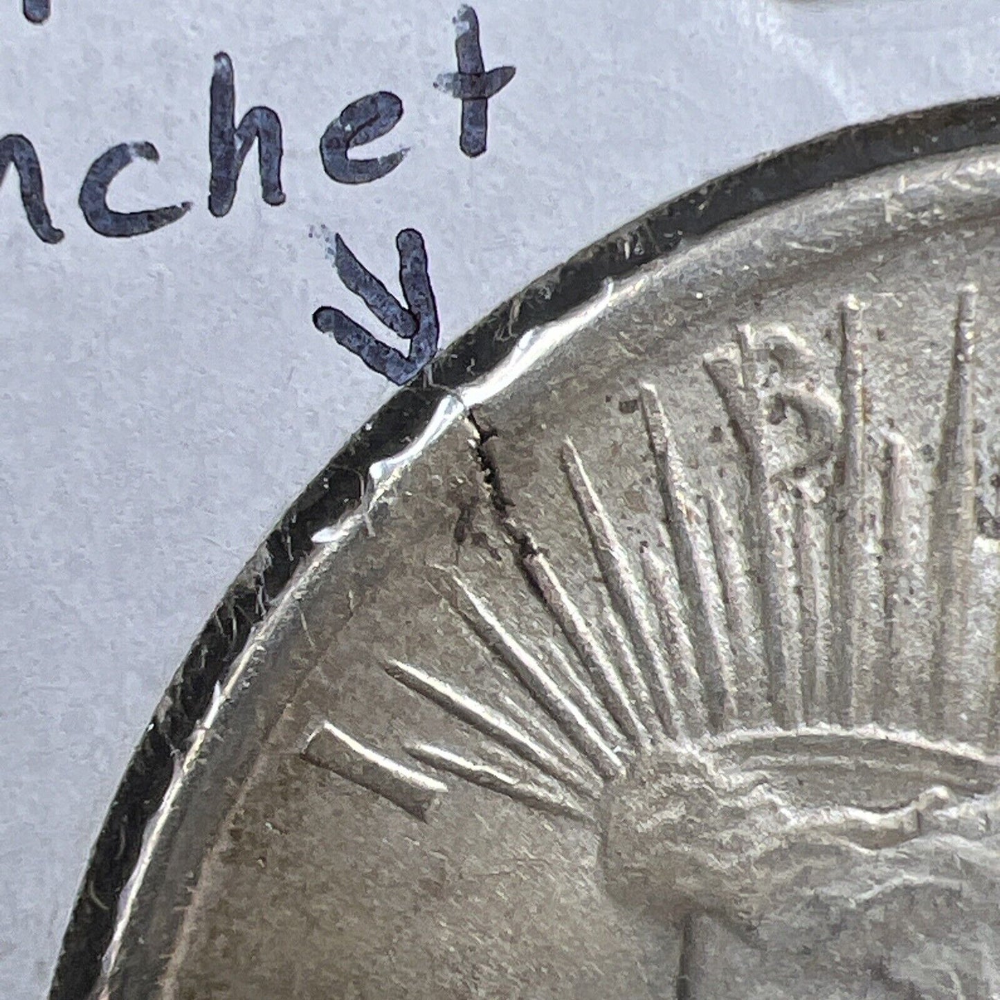1925 P $1 Peace Silver Dollar Coin Defective Cracked Planchet Error XF