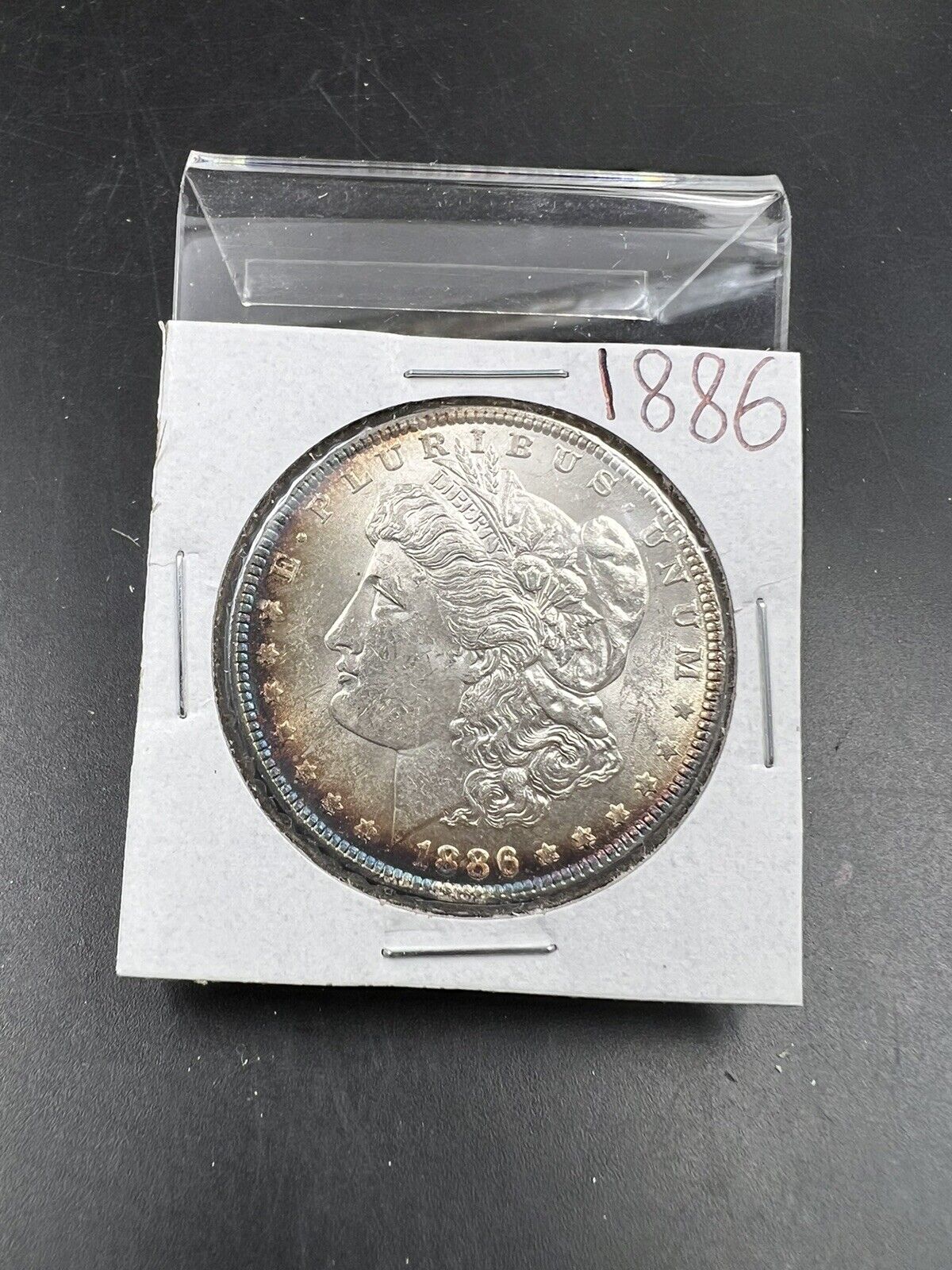 1886 $1 Morgan Silver Dollar Coin BU UNC Nice Toning Toner