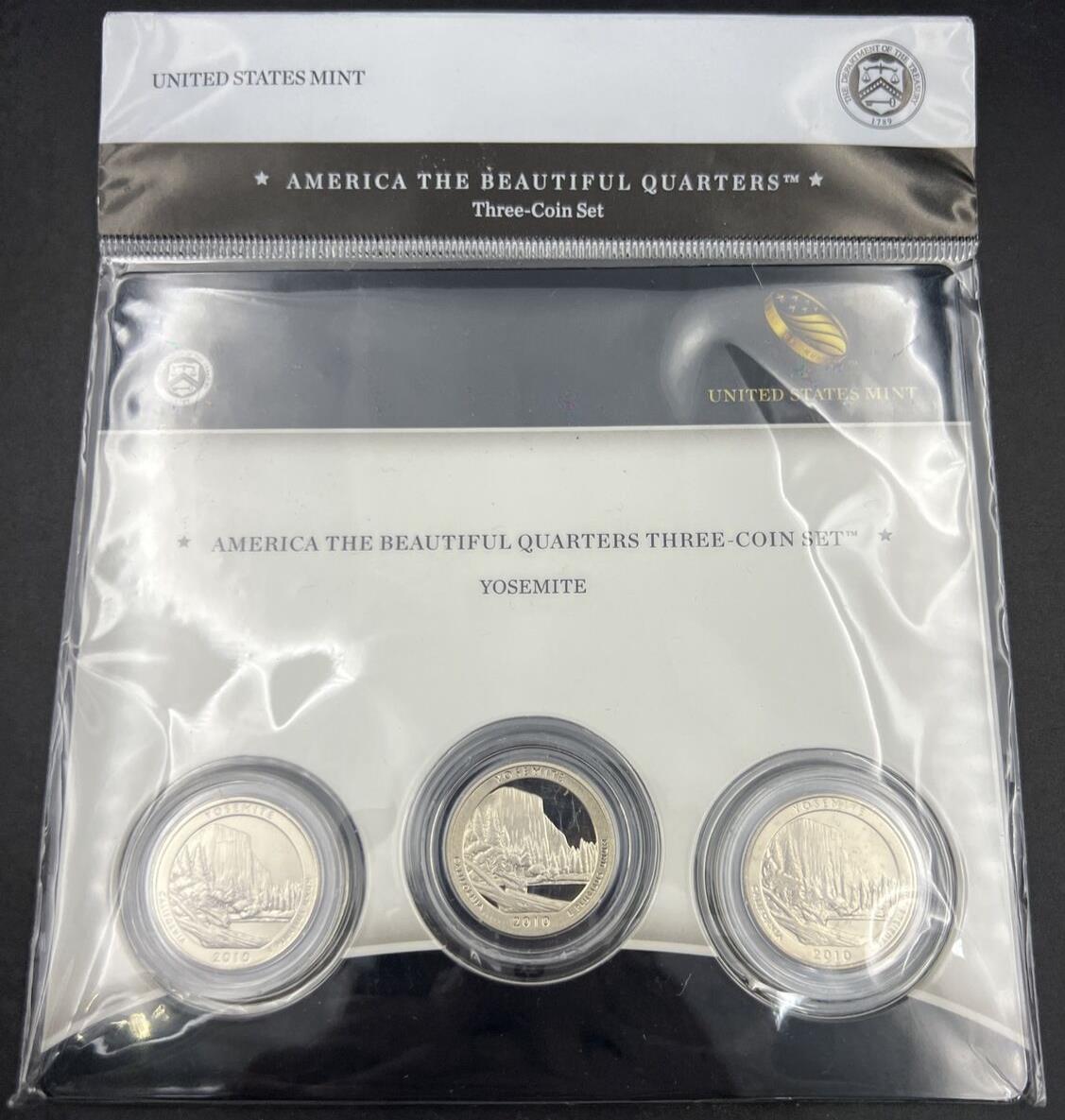 2010 Yosemite 3 Coin P D S Business & Proof ATB Quarter Set US Mint OGP Sealed