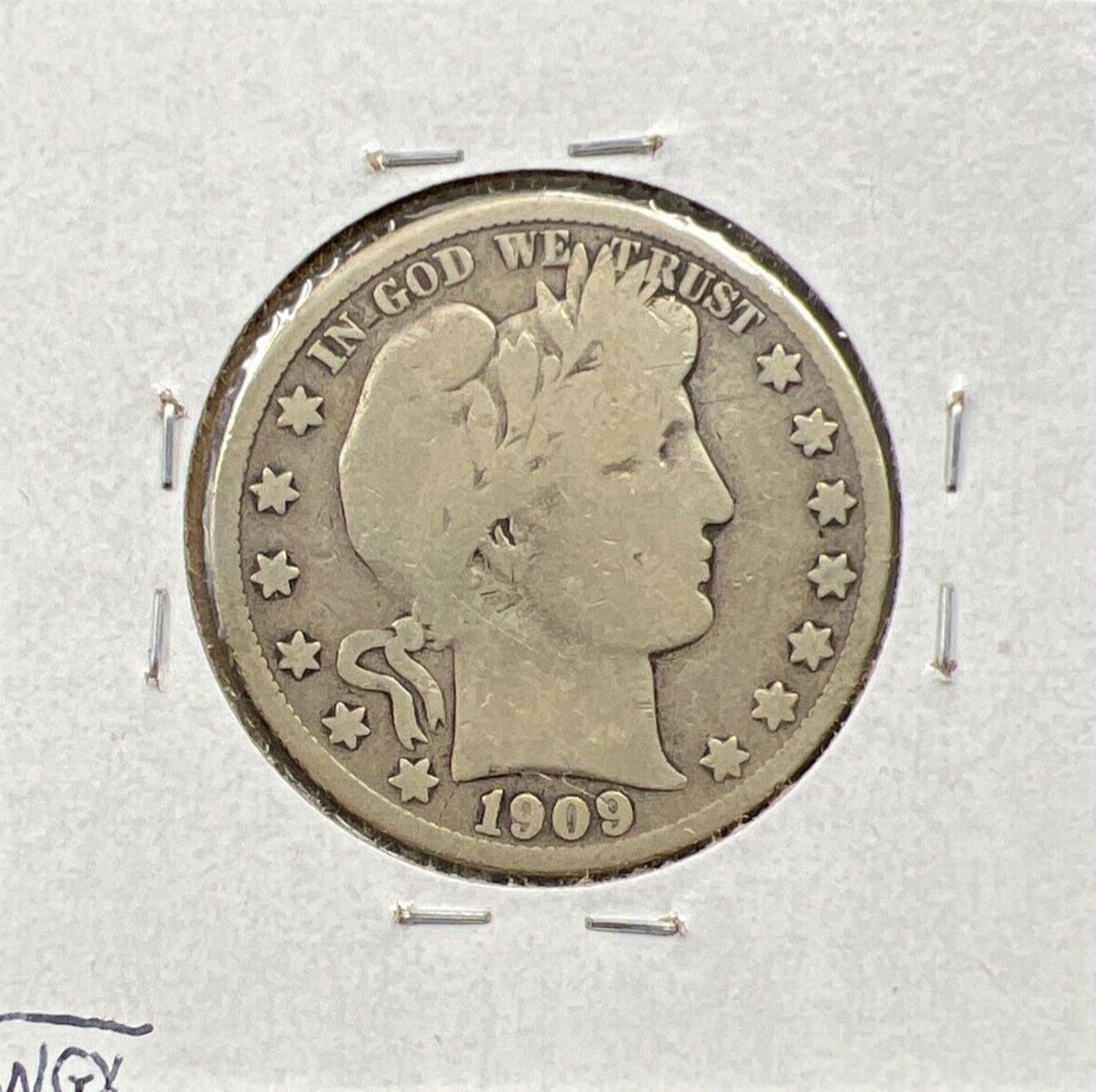1909 S 50c Barber Half Dollar Coin FS-501 Inverted Mint Mark Variety Good / VG