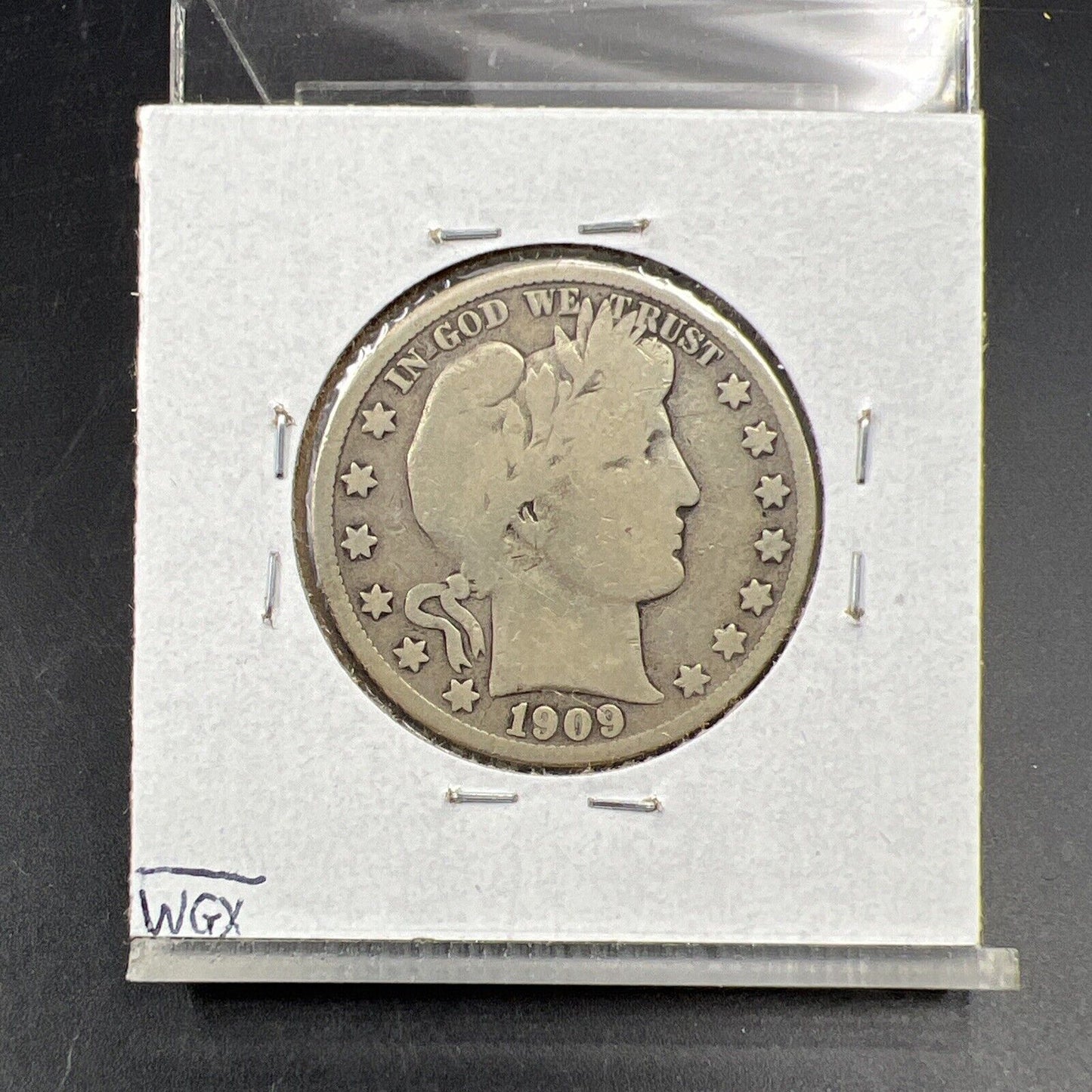 1909 S 50c Barber Half Dollar Coin FS-501 Inverted Mint Mark Variety Good / VG