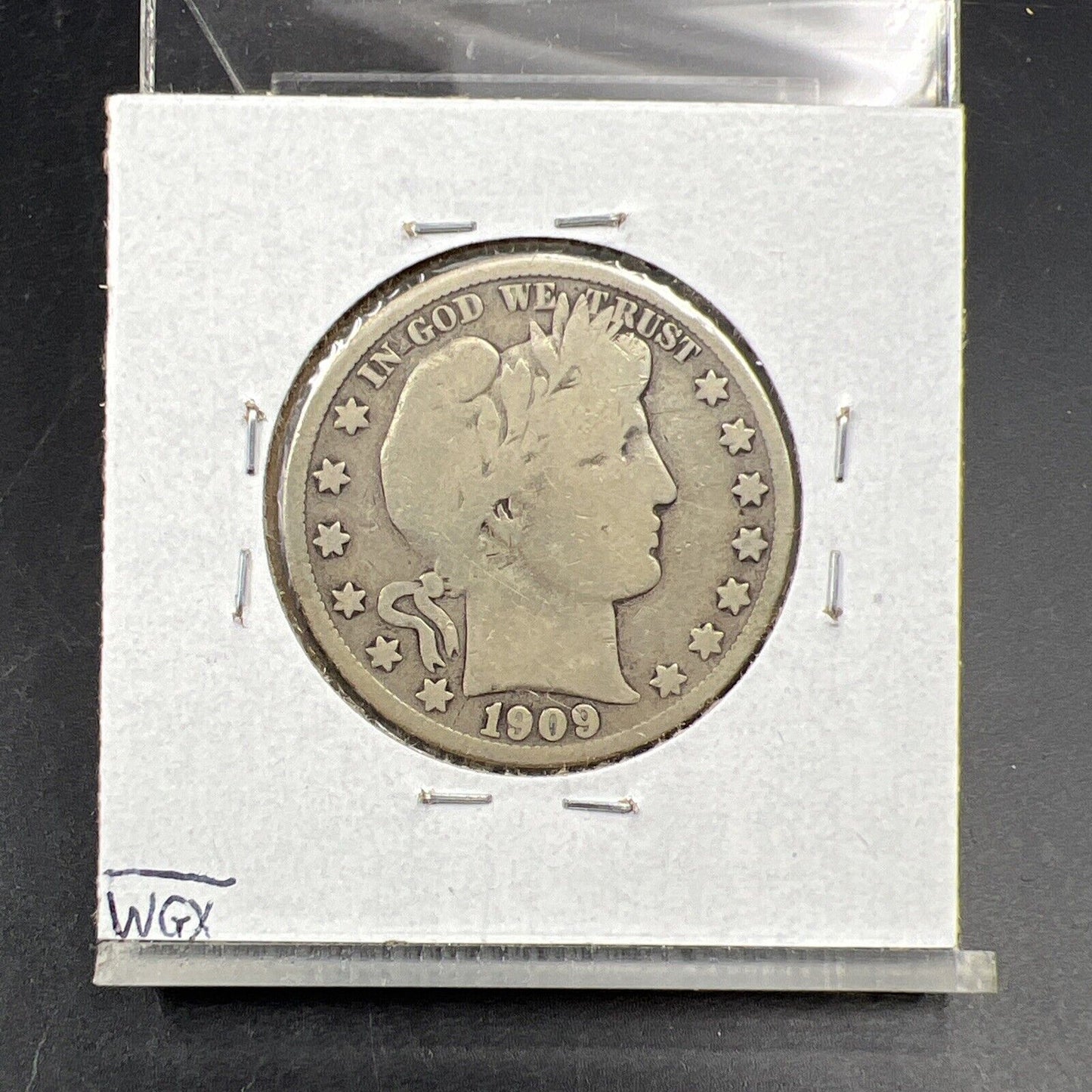 1909 S 50c Barber Half Dollar Coin FS-501 Inverted Mint Mark Variety Good / VG