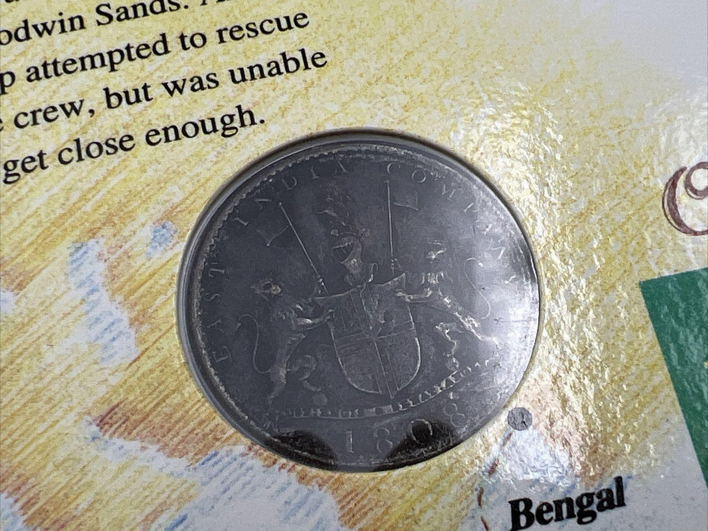 1808 Admiral Gardner Shipwreck 10 Cash Coin East India in Display Pack #B