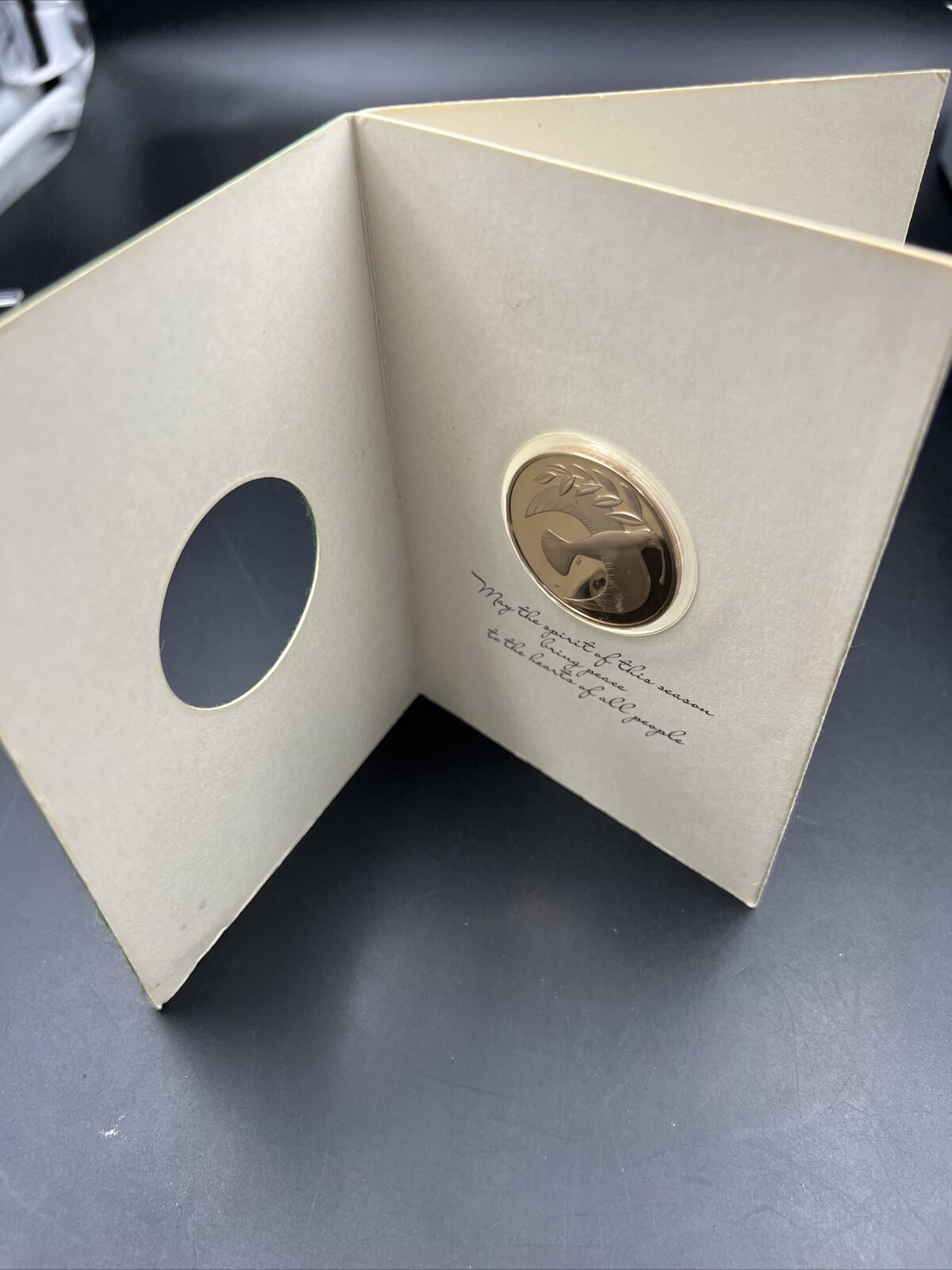 1974 Franklin Mint Christmas Holiday PEACE DOVE Coin Medal in Display Leaflet