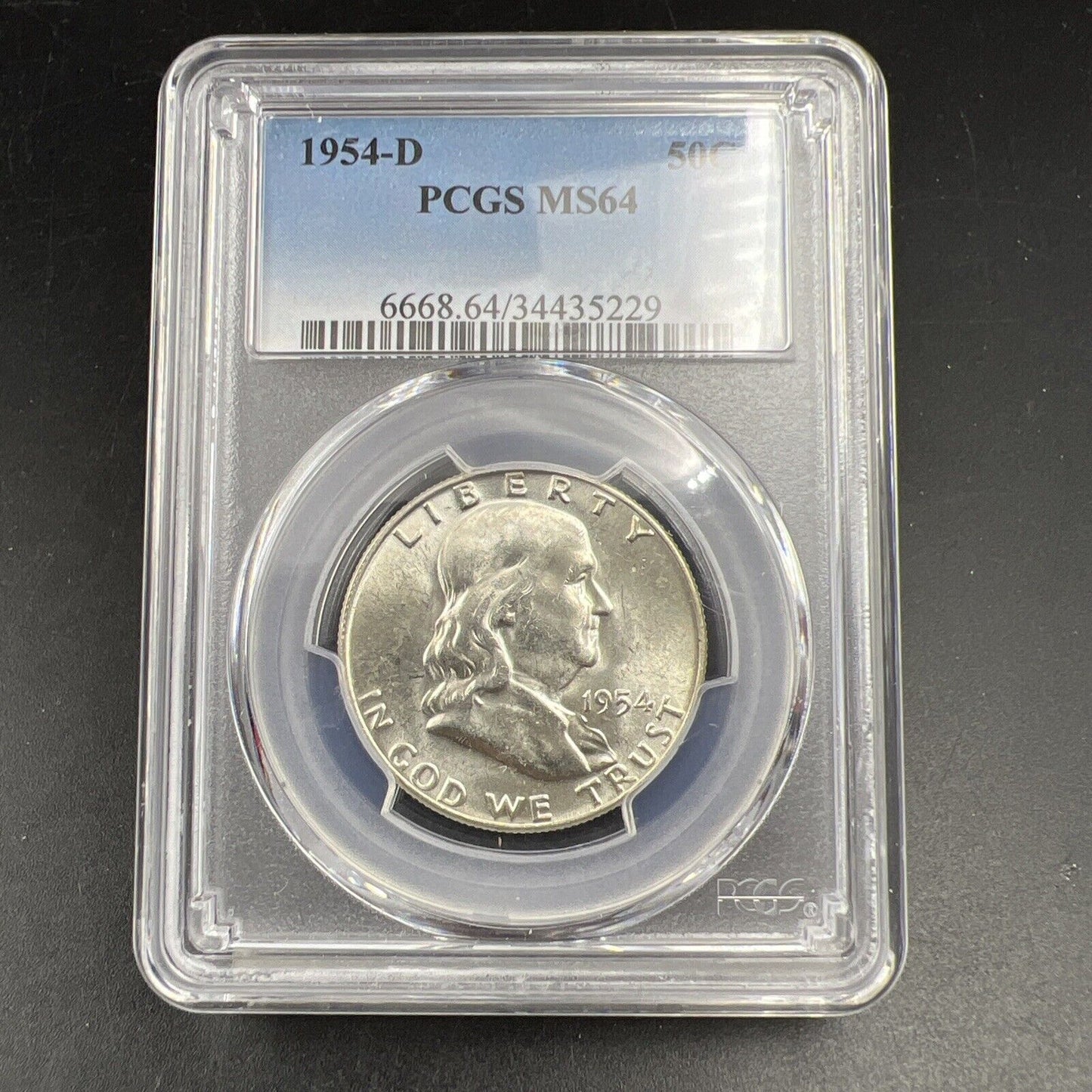1954 D US Franklin Silver Half Dollar Coin PCGS MS64 CH Choice BU Certified
