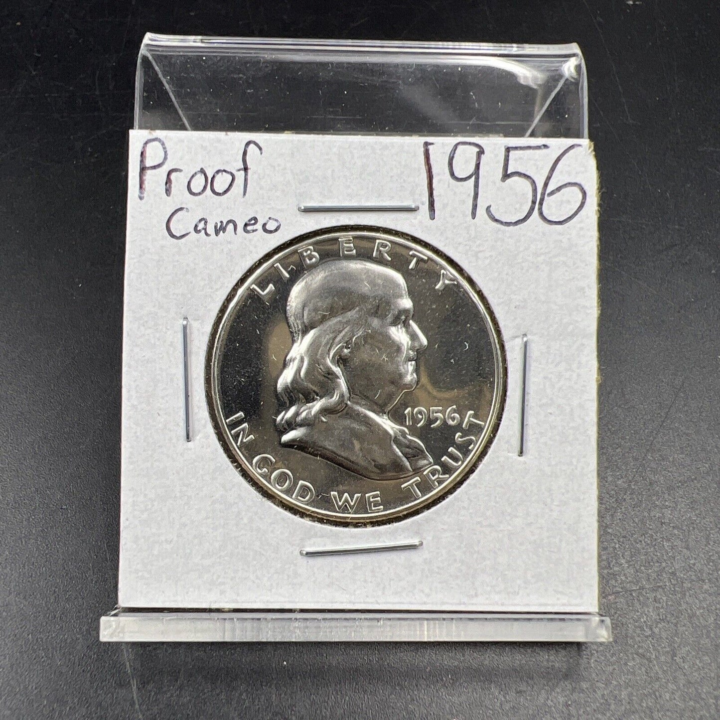 1956 P Franklin Silver Half Dollar Coin Nice Gem Proof Cameo Type 2 Variety