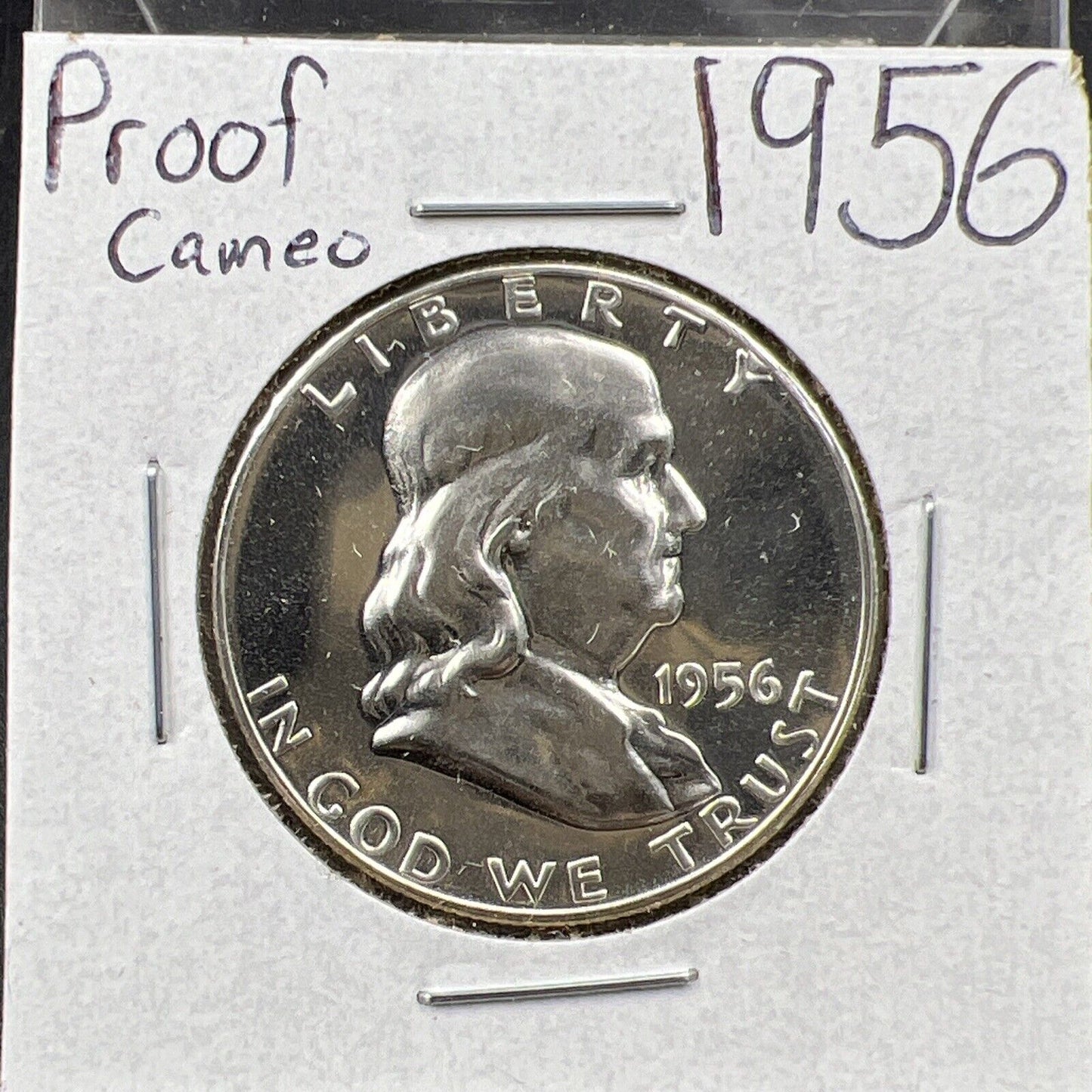 1956 P Franklin Silver Half Dollar Coin Nice Gem Proof Cameo Type 2 Variety