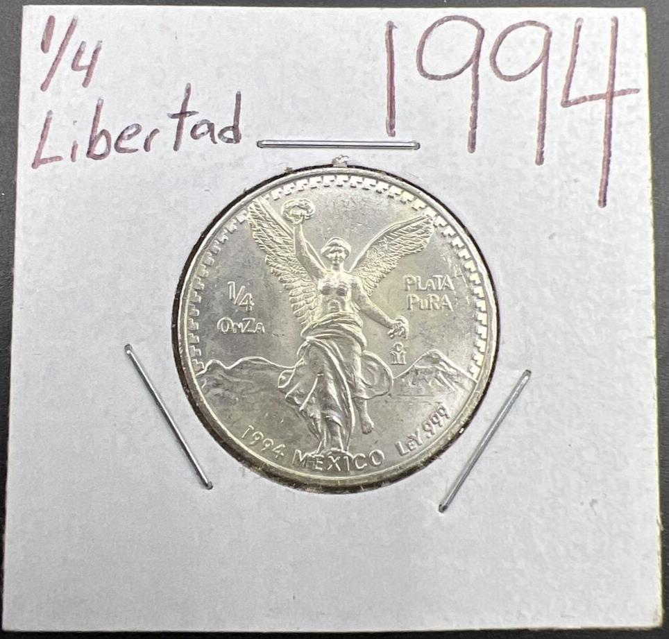 1994 Mexico 1/4 Ounce .999 Silver Round Libertad Ley Plata Pura Coin Gem BU #Z