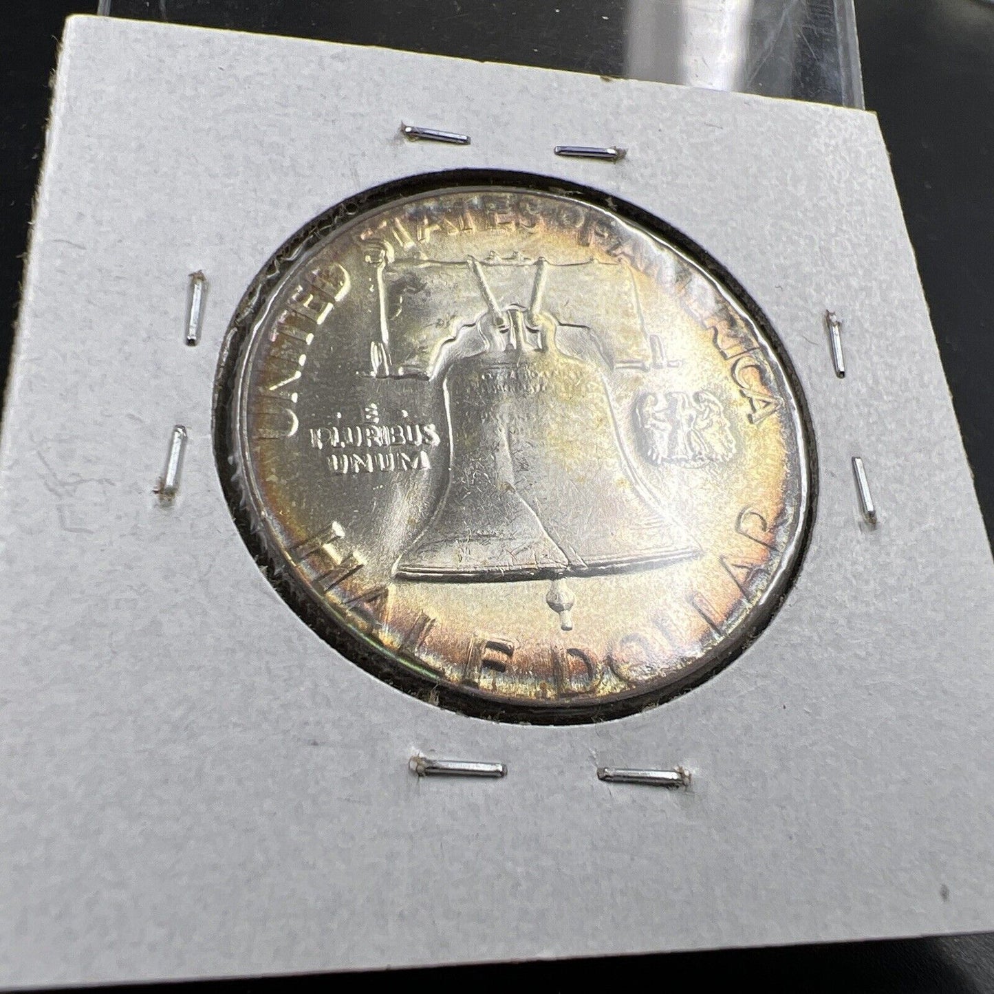 1957 P 50c Franklin Silver Half Dollar Coin PQ Toning Toner OBV CH BU UNC FBL