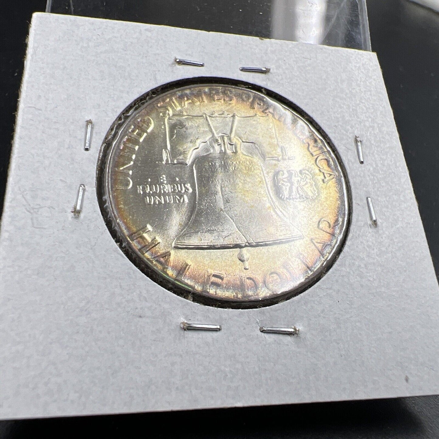 1957 P 50c Franklin Silver Half Dollar Coin PQ Toning Toner OBV CH BU UNC FBL