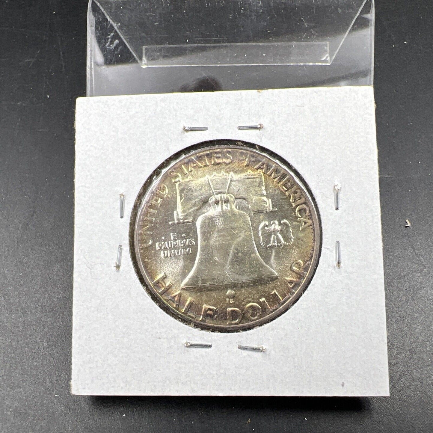1957 P 50c Franklin Silver Half Dollar Coin PQ Toning Toner OBV CH BU UNC FBL