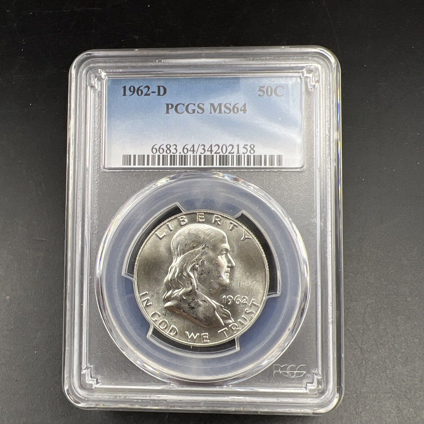 1962 D US Franklin Silver Half Dollar Coin PCGS MS64 CH Choice BU Certified