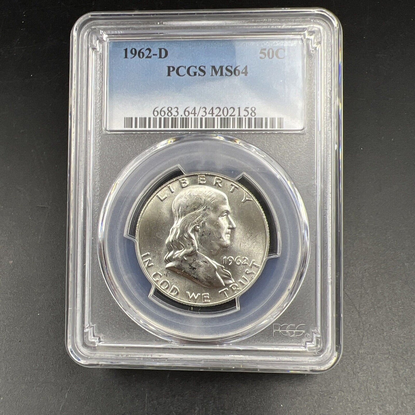 1962 D US Franklin Silver Half Dollar Coin PCGS MS64 CH Choice BU Certified
