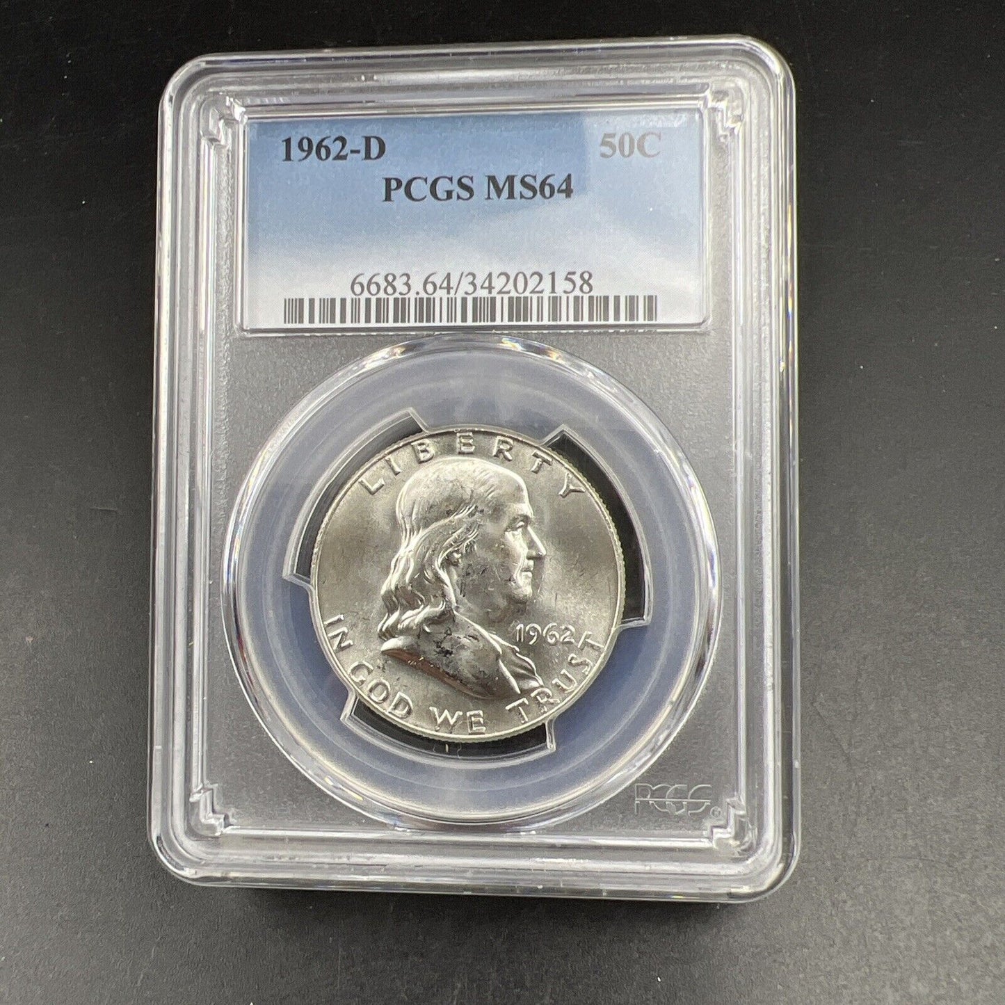 1962 D US Franklin Silver Half Dollar Coin PCGS MS64 CH Choice BU Certified