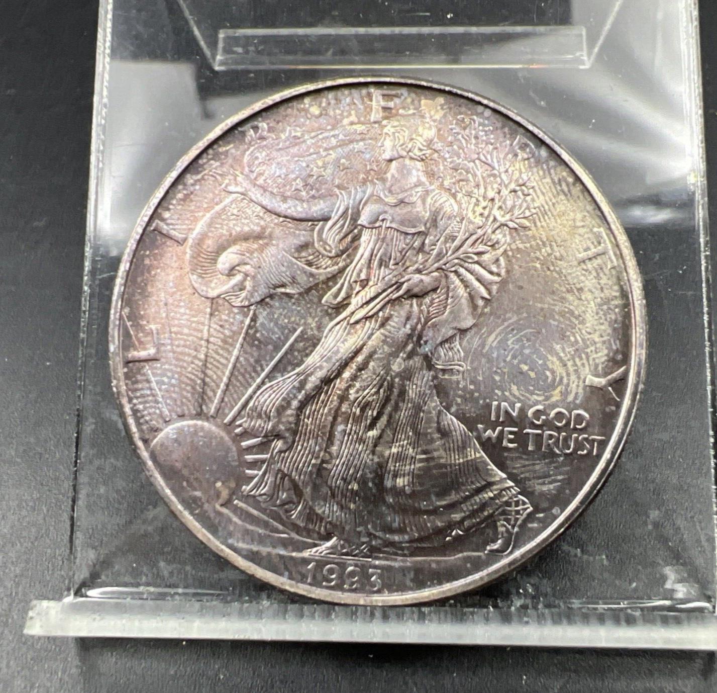 1993 1 oz ASE American Silver Eagle Coin Nice Toning Toner Obverse