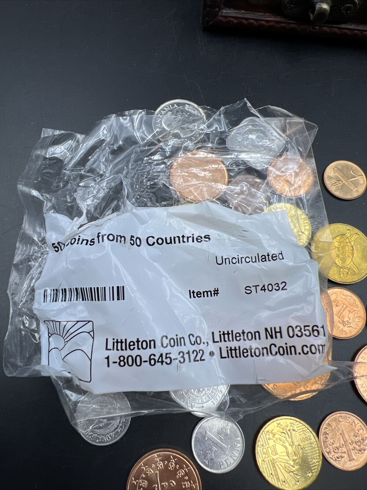 50 Unc Coins from 50 Countries with Toy Treasure Chest