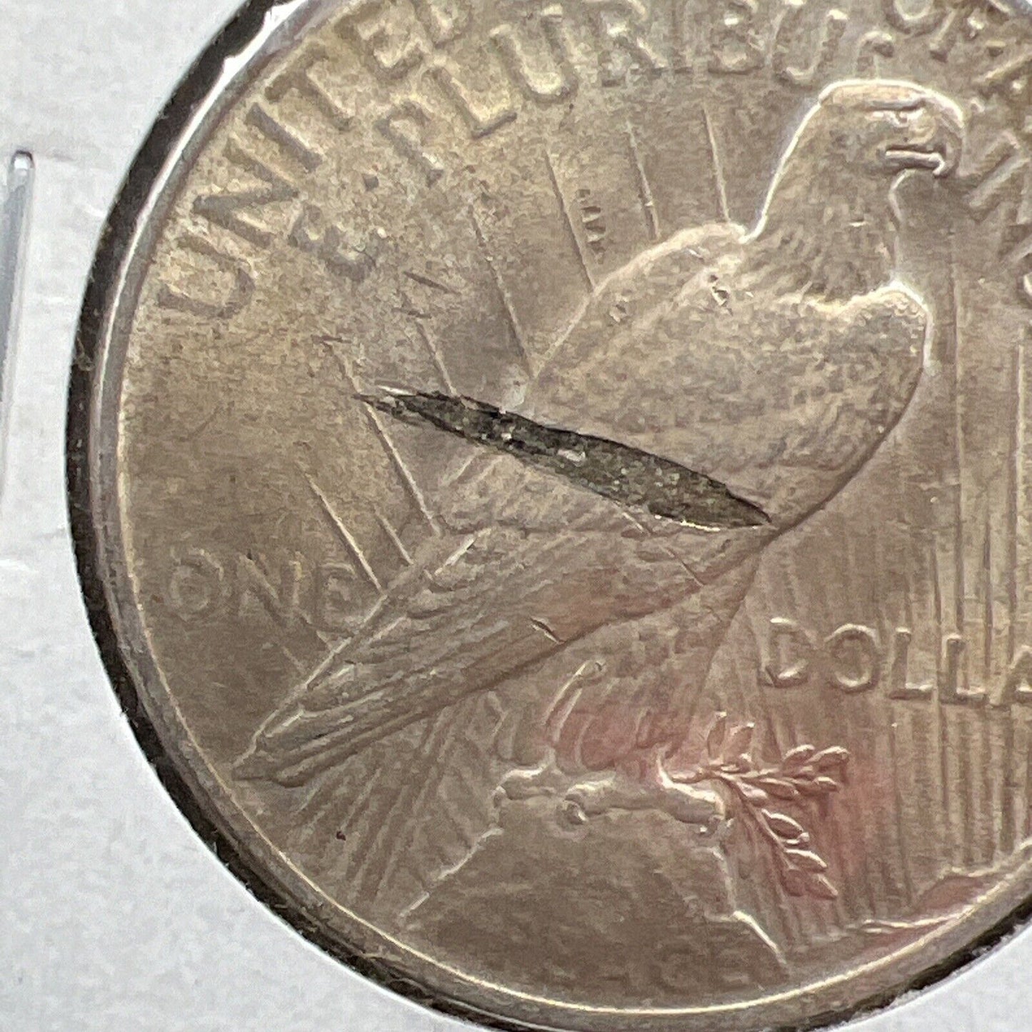1923 $1 Peace Silver Dollar Coin Major Planchet Lamination Reverse XF / AU