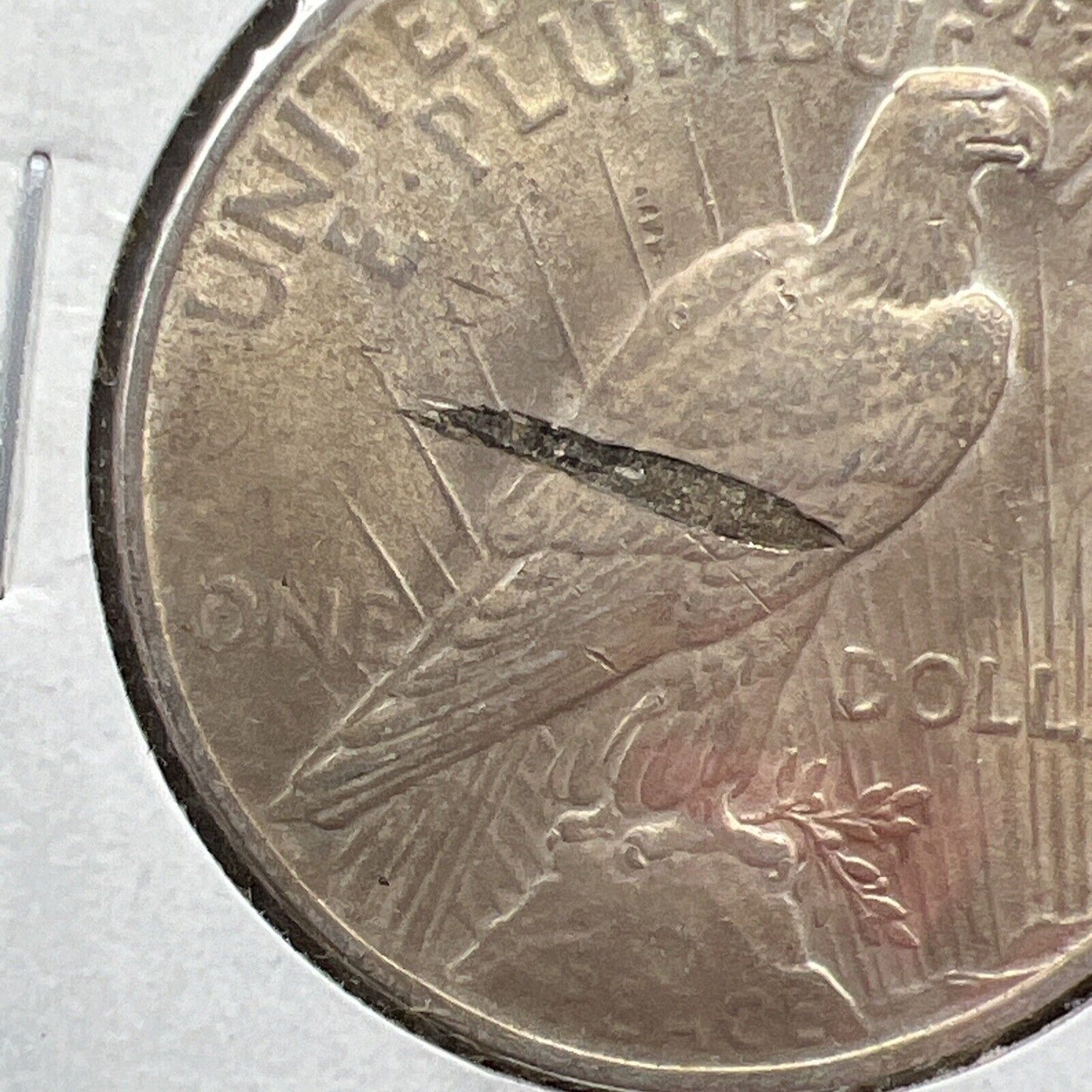 1923 $1 Peace Silver Dollar Coin Major Planchet Lamination Reverse XF / AU
