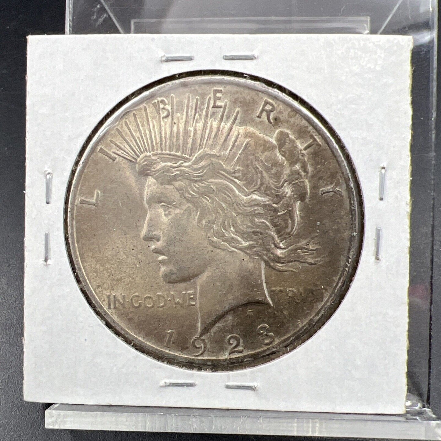 1923 $1 Peace Silver Dollar Coin Major Planchet Lamination Reverse XF / AU