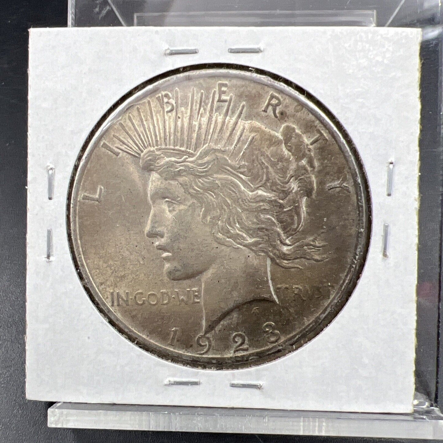 1923 $1 Peace Silver Dollar Coin Major Planchet Lamination Reverse XF / AU