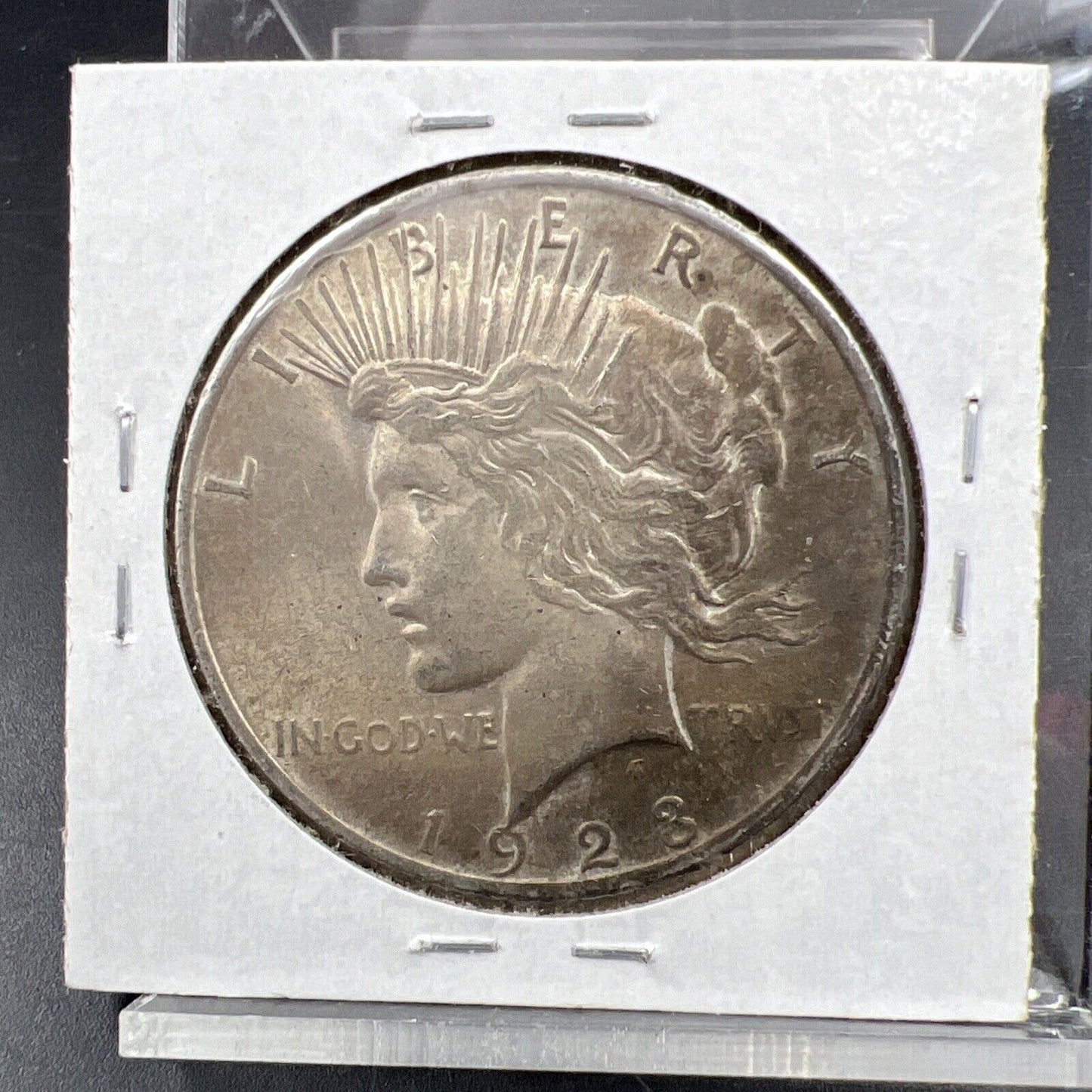 1923 $1 Peace Silver Dollar Coin Major Planchet Lamination Reverse XF / AU