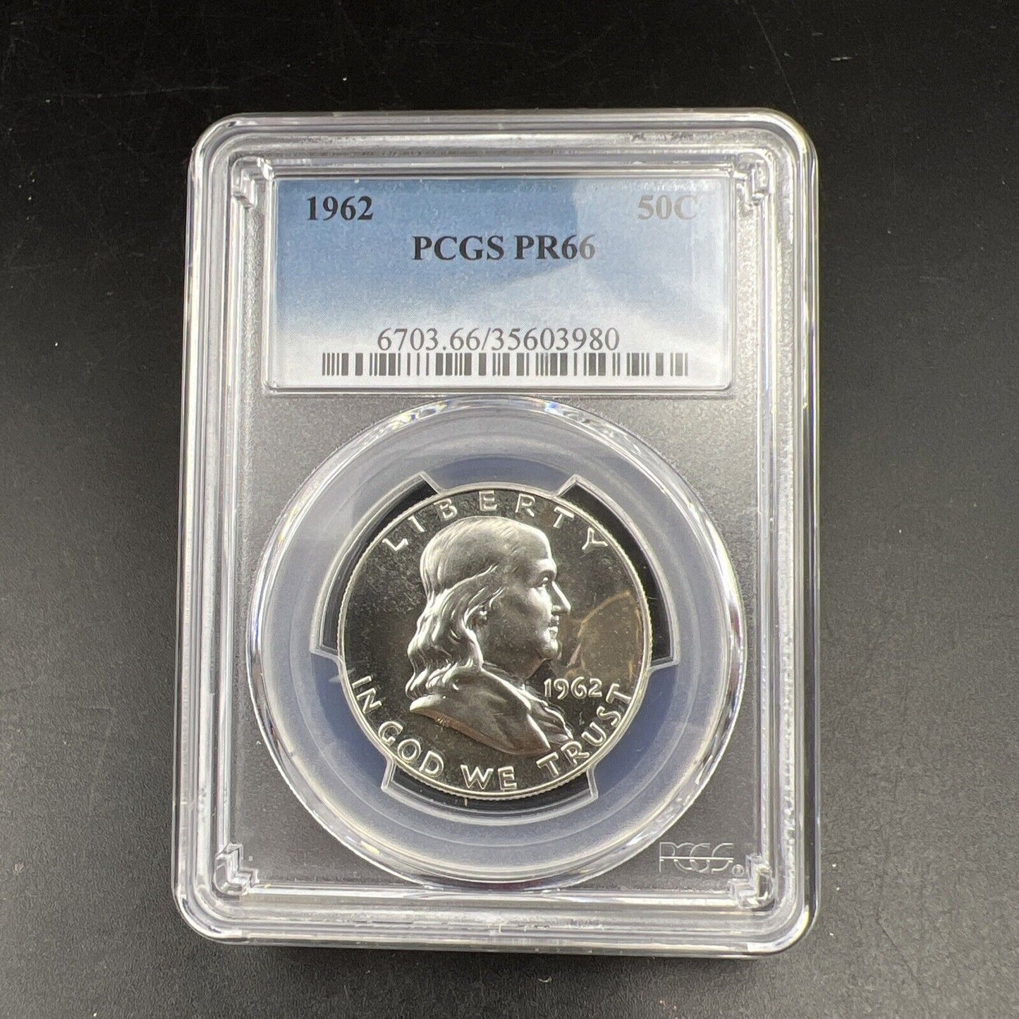 1962 US Franklin Silver Half Dollar Coin PCGS PR66 Gem Proof Certified