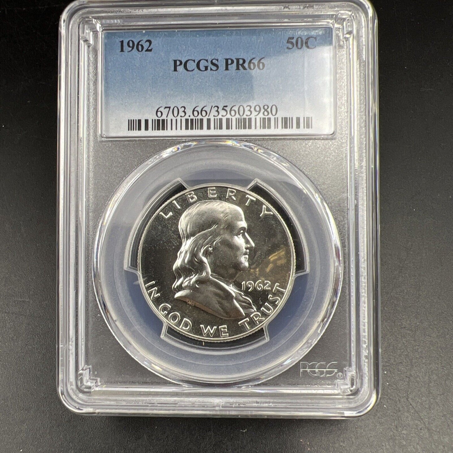 1962 US Franklin Silver Half Dollar Coin PCGS PR66 Gem Proof Certified