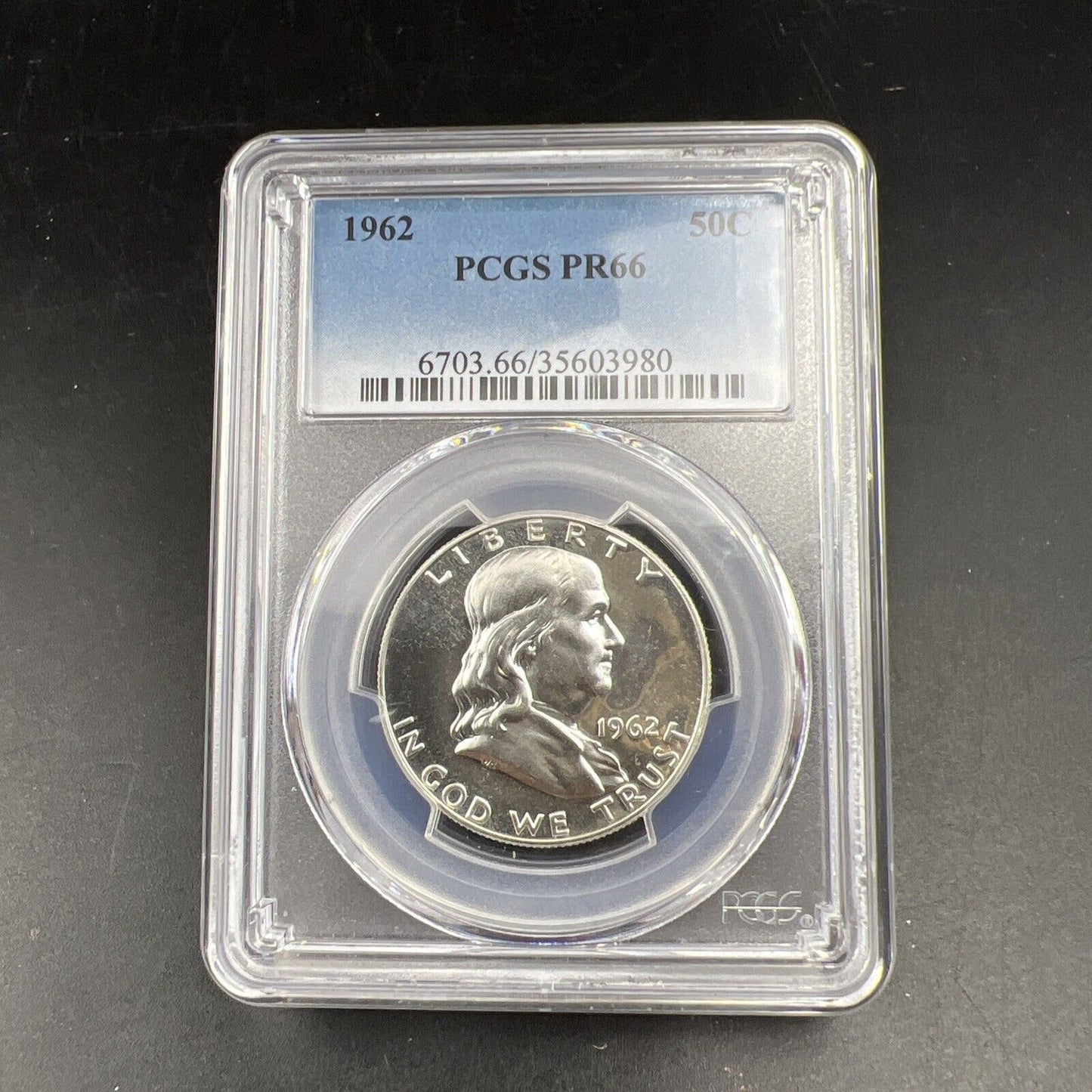 1962 US Franklin Silver Half Dollar Coin PCGS PR66 Gem Proof Certified