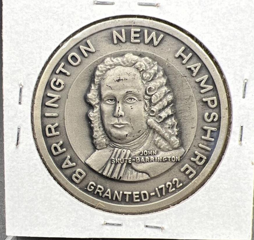 BARRINGTON N.H. STERLING TOWN MEDAL 250th ANNIVERSARY 1972