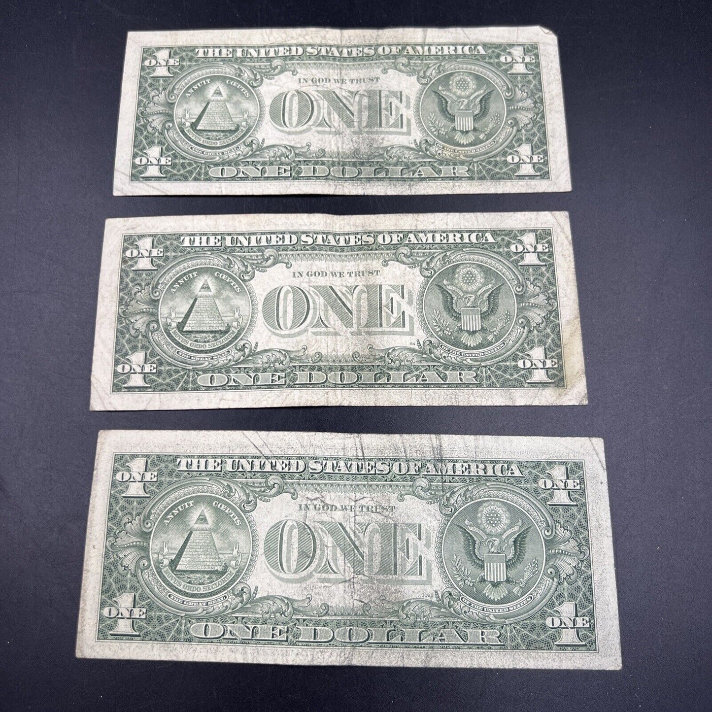 Lot of 3 1981 $1 One Dollar FRN Federal Reserve Notes Neat Fancy Serial Numbers