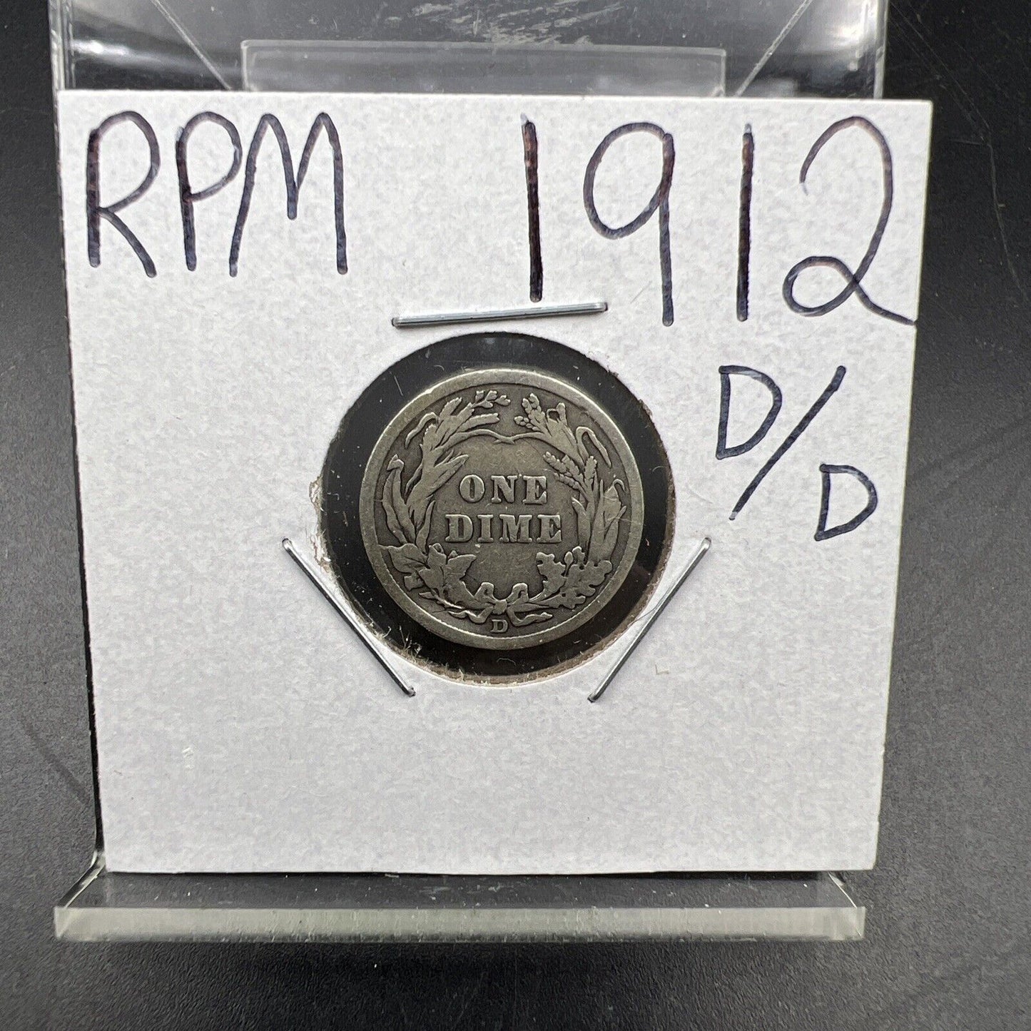 1912 D D/D Barber Silver Dime Coin FS-501 RPM Repunched Mint Mark VG Circ