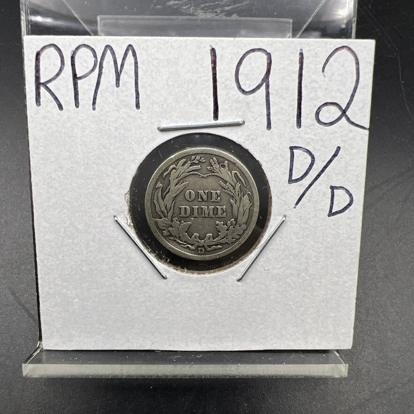 1912 D D/D Barber Silver Dime Coin FS-501 RPM Repunched Mint Mark VG Circ