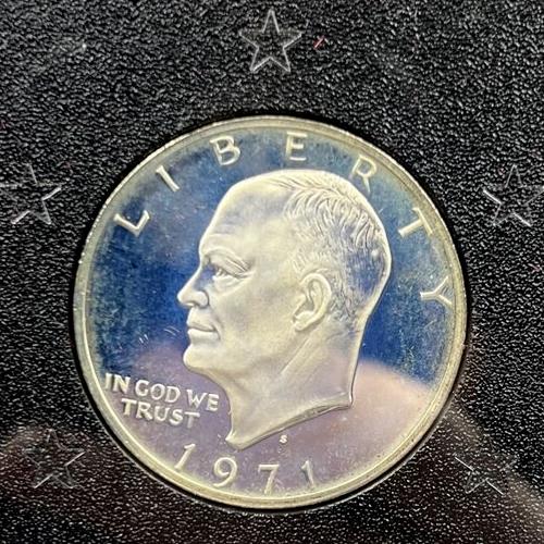 1971 S $1 Ike Eisenhower 40% Silver Dollar Coin Peg Leg Variety Gem Proof Cam #B