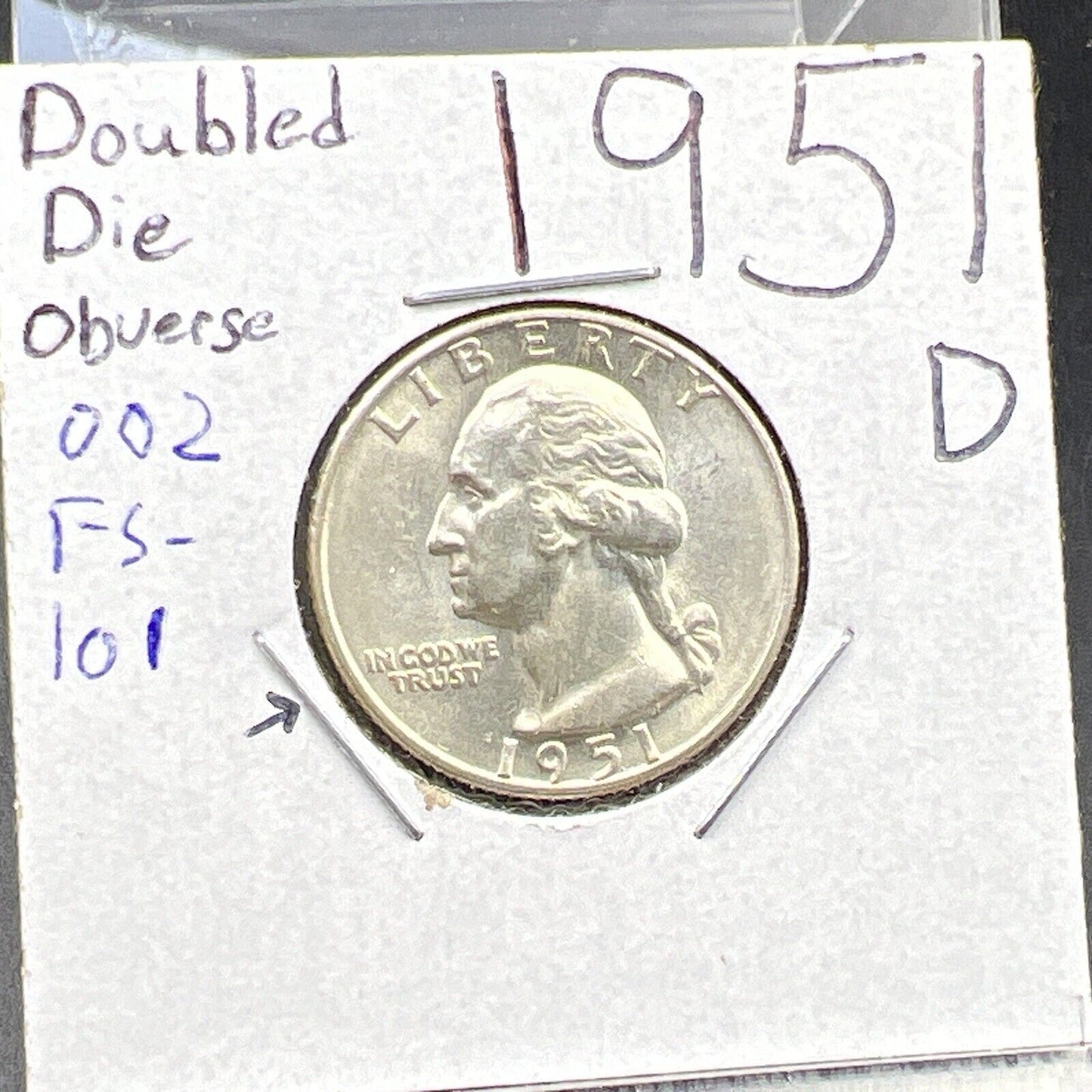 1951 D 25c Washington Silver Quarter Coin Choice BU UNC FS-101 DDO Double Die