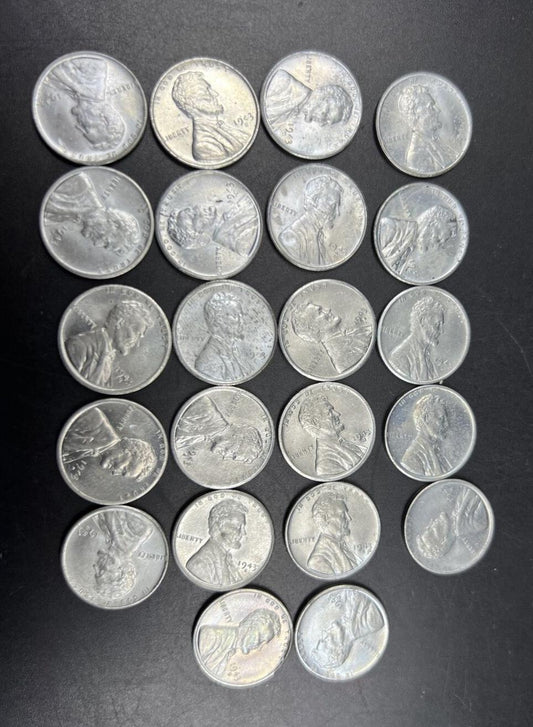 Lot of 22 1943 S 1c BU Lincoln Wheat Steel Cent Penny Coins Partial Roll